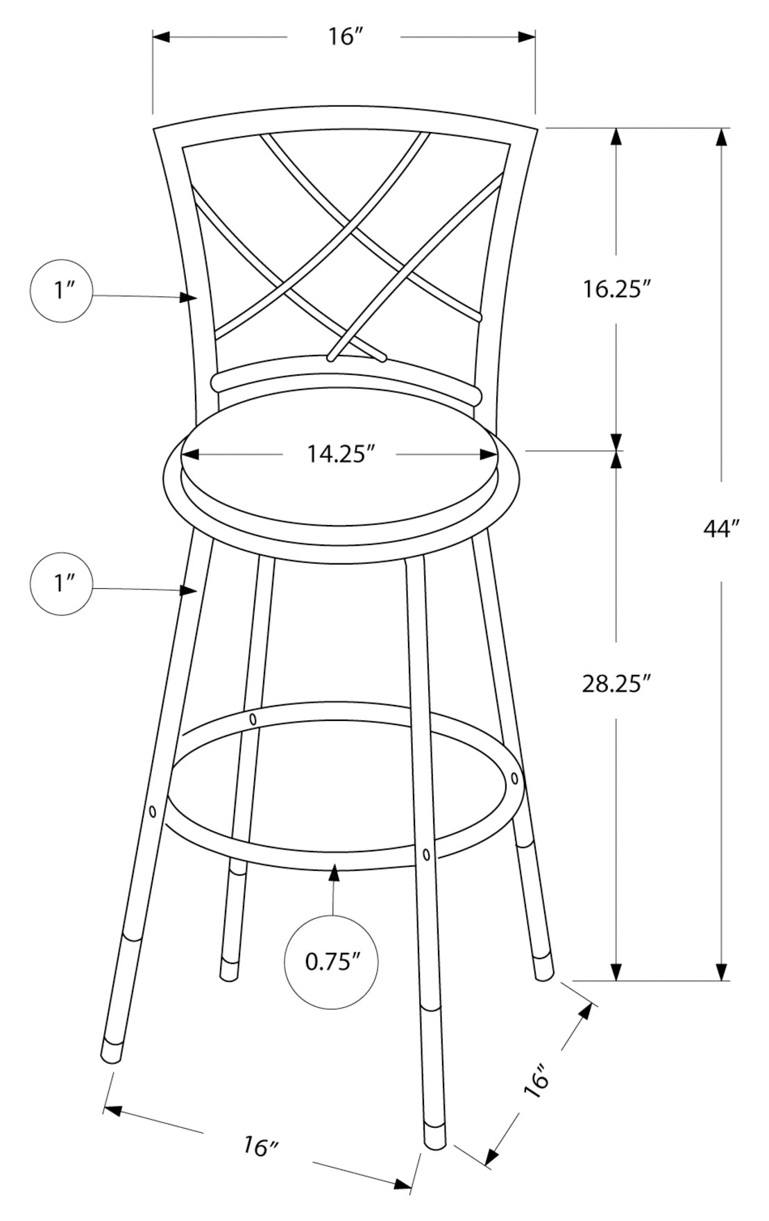 TABOURET DE BAR - 2PCS / PIVOTANT / SIÈGE EN TISSU BLANC / GRIS # I 2377