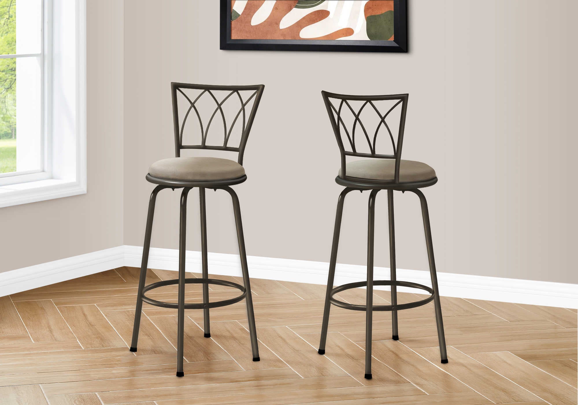 TABOURET DE BAR - 2PCS / 43"H / PIVOTANT / MÉTAL CAFÉ FONCÉ # I 2393