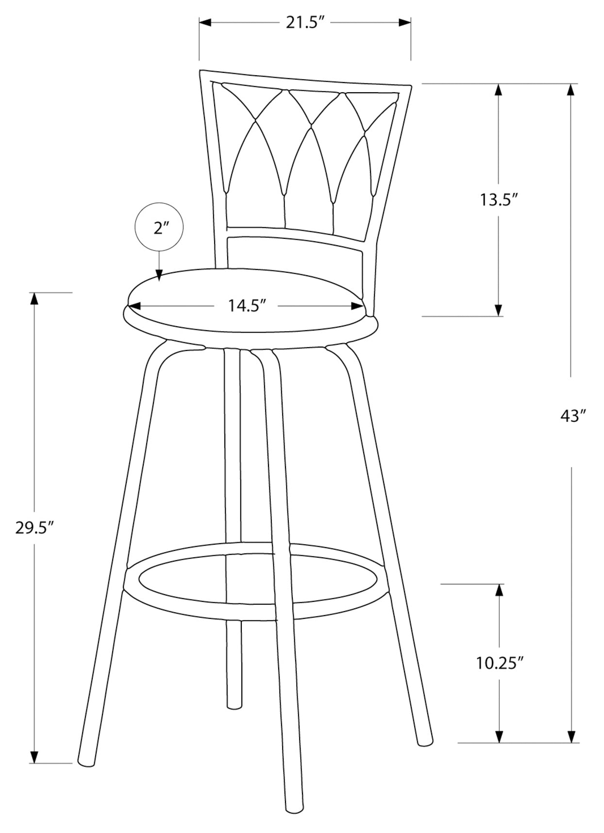 TABOURET DE BAR - 2PCS / 43"H / PIVOTANT / MÉTAL CAFÉ FONCÉ # I 2393