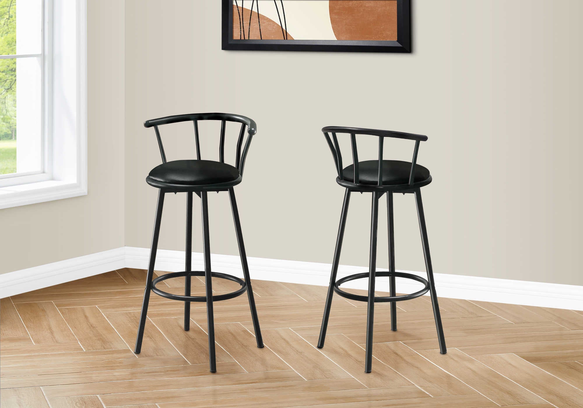 TABOURET DE BAR - 2PCS / 36"H / PIVOTANT / MÉTAL NOIR # I 2398