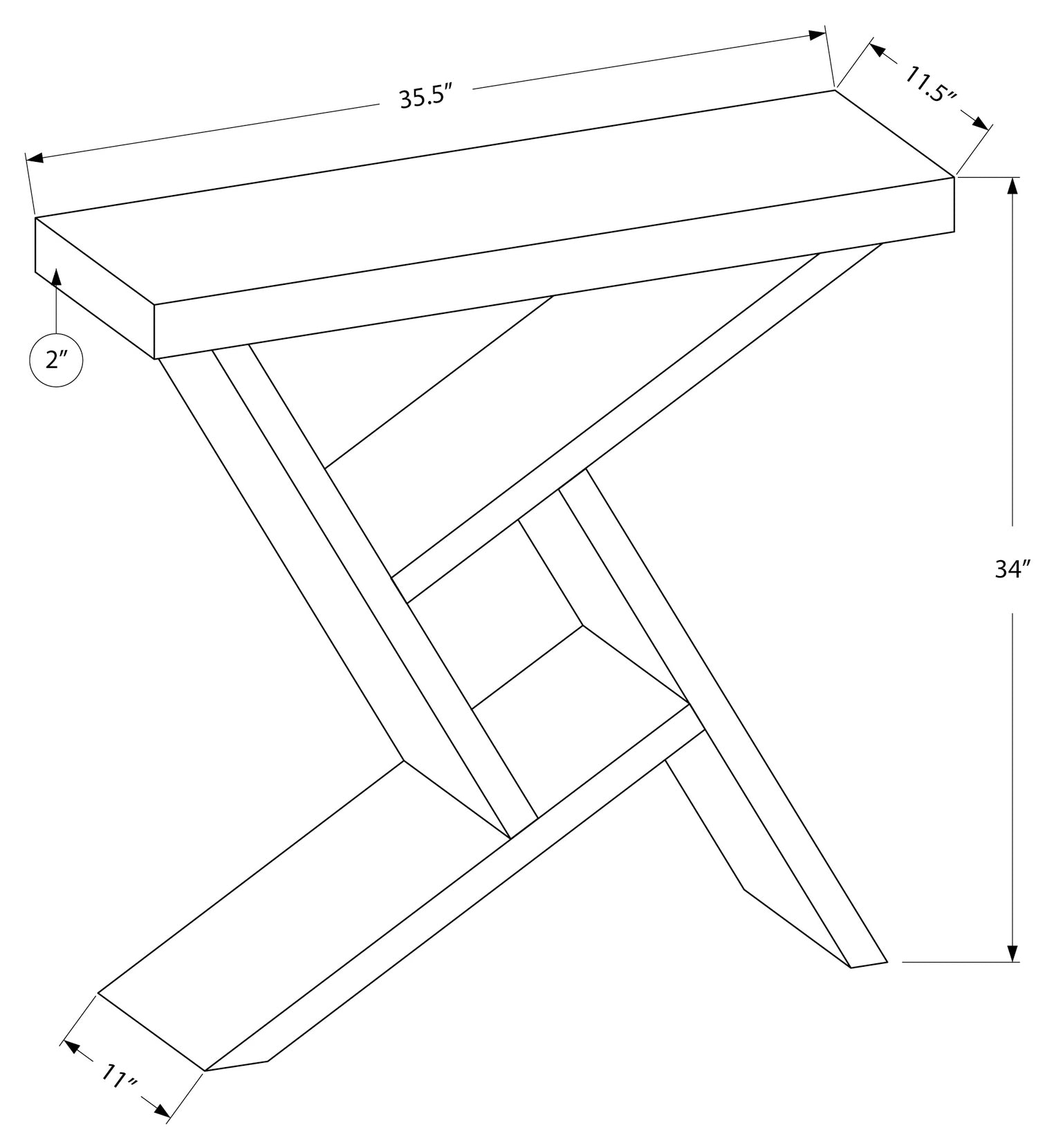 TABLE D'APPOINT - 36"L / CONSOLE D'ENTRÉE BLANC / ASPECT CIMENT #I 2405