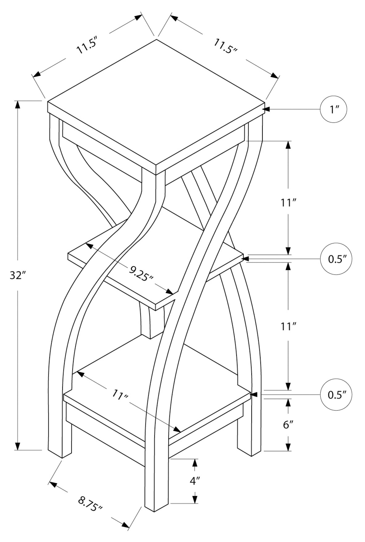 TABLE D'APPOINT - 32"H / NOIR #I 2414