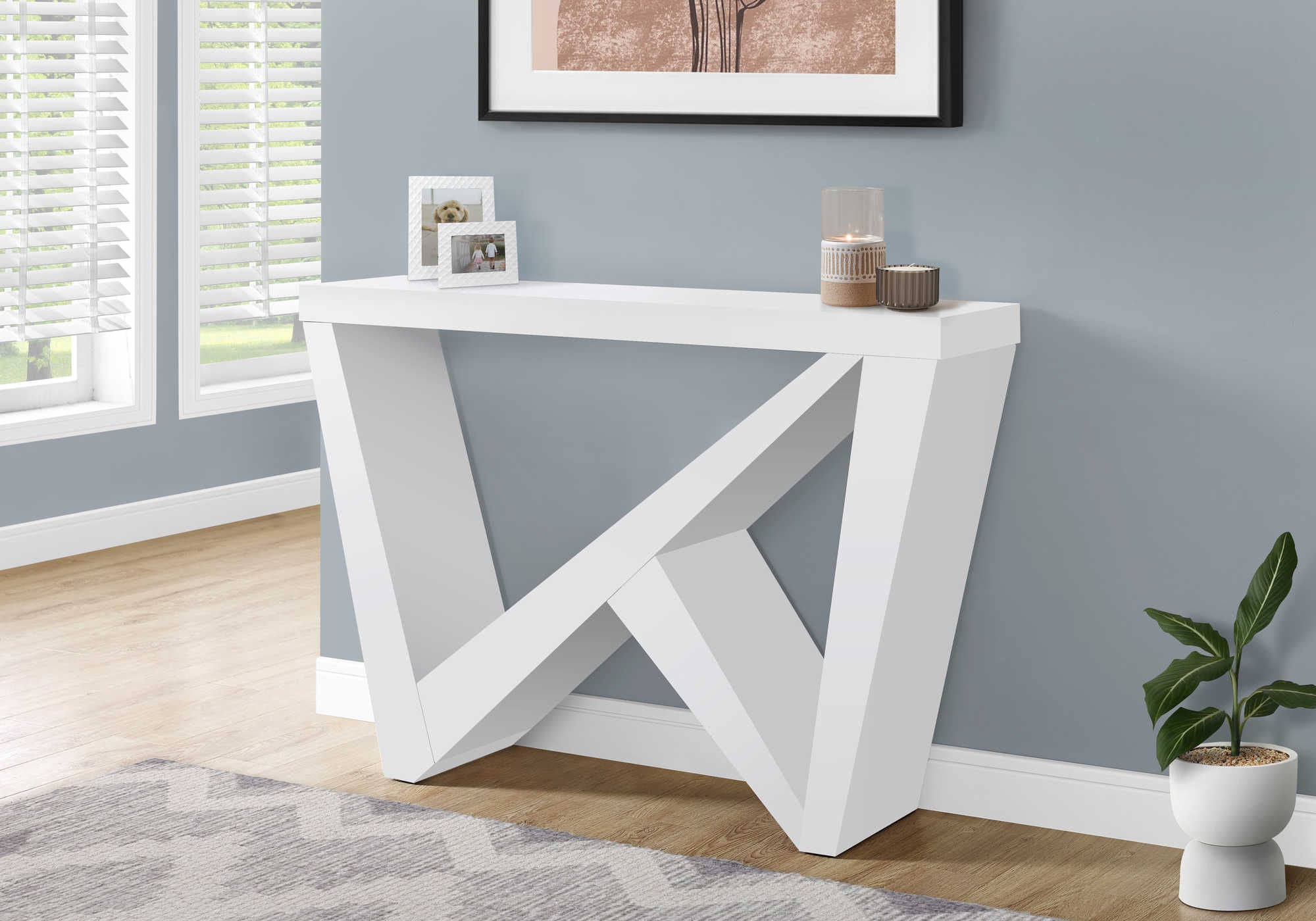 TABLE D'APPOINT - 48"L / CONSOLE D'ENTRÉE BLANCHE #I 2429