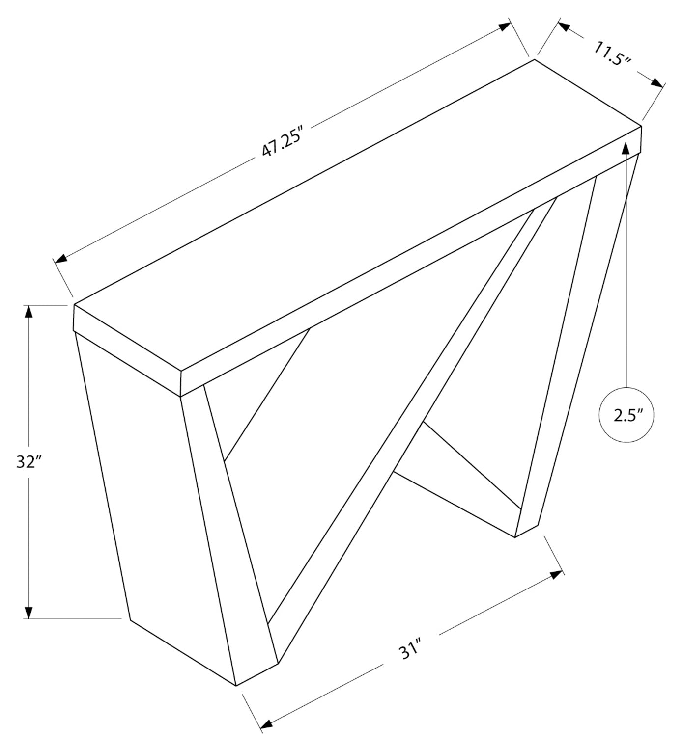 TABLE D'APPOINT - 48"L / CONSOLE D'ENTRÉE TAUPE FONCÉ #I 2435