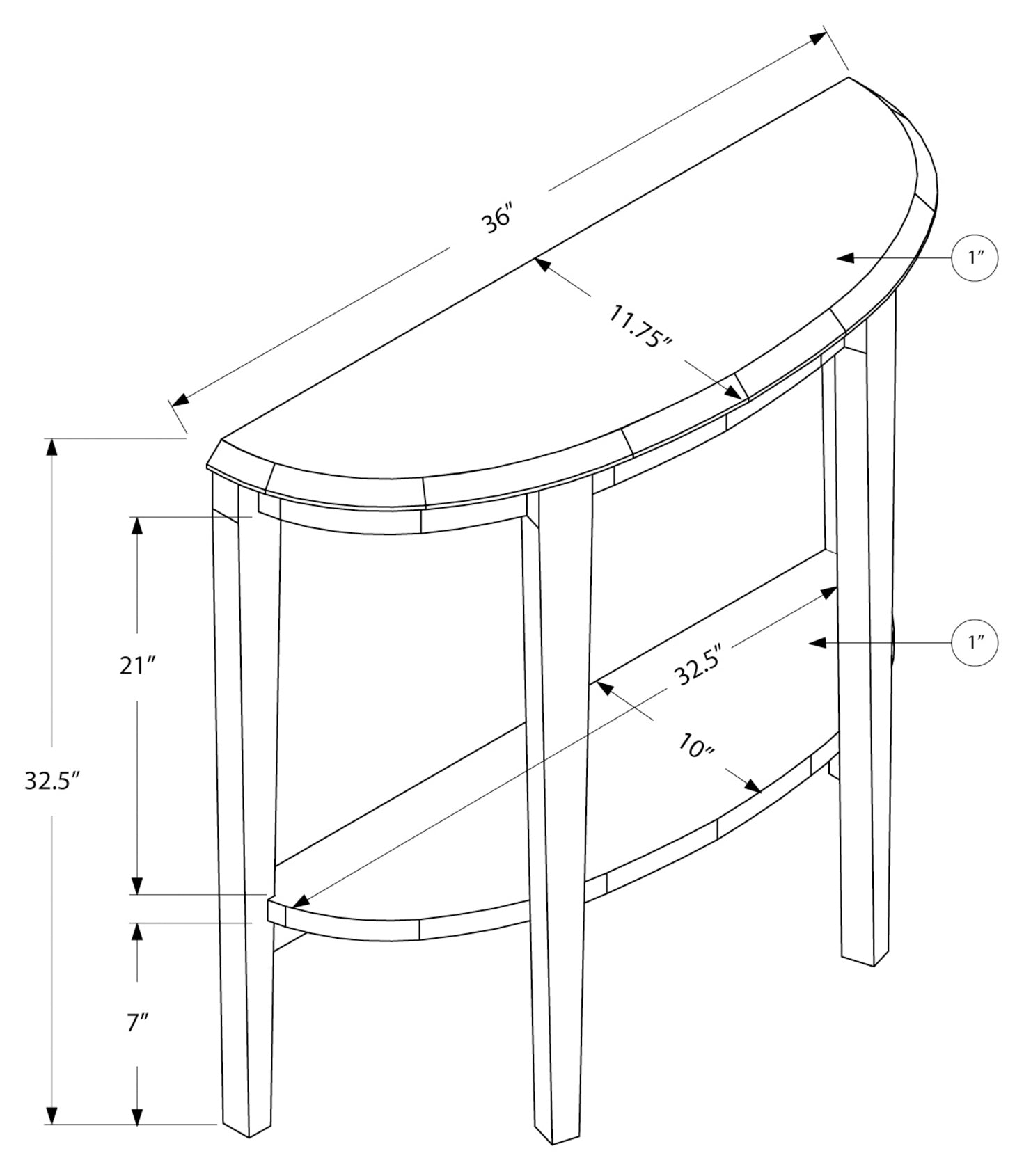 TABLE D'APPOINT - 36"L / CONSOLE D'ENTRÉE BLANCHE #I 2451