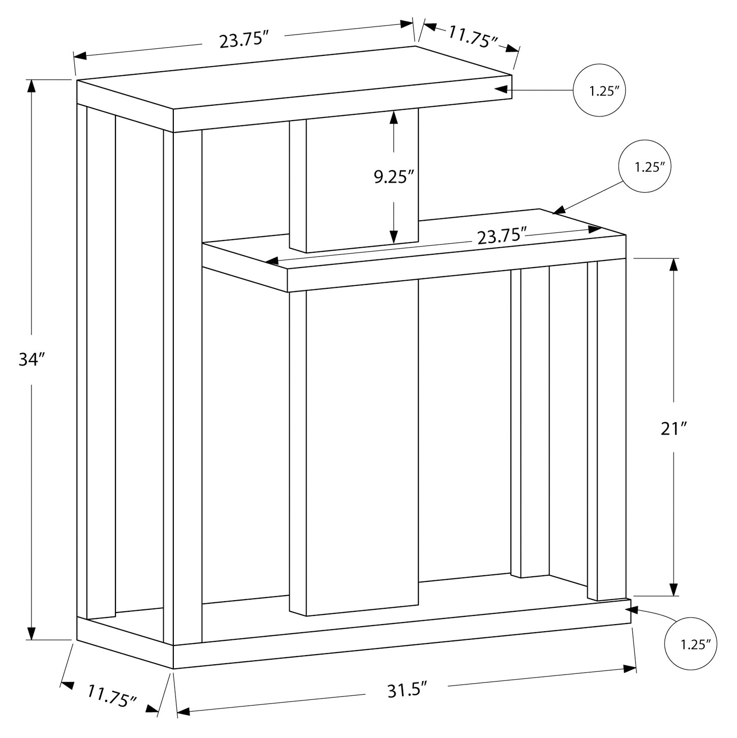 TABLE D'APPOINT - 32"L / CONSOLE D'ENTRÉE TAUPE FONCÉ #I 2472