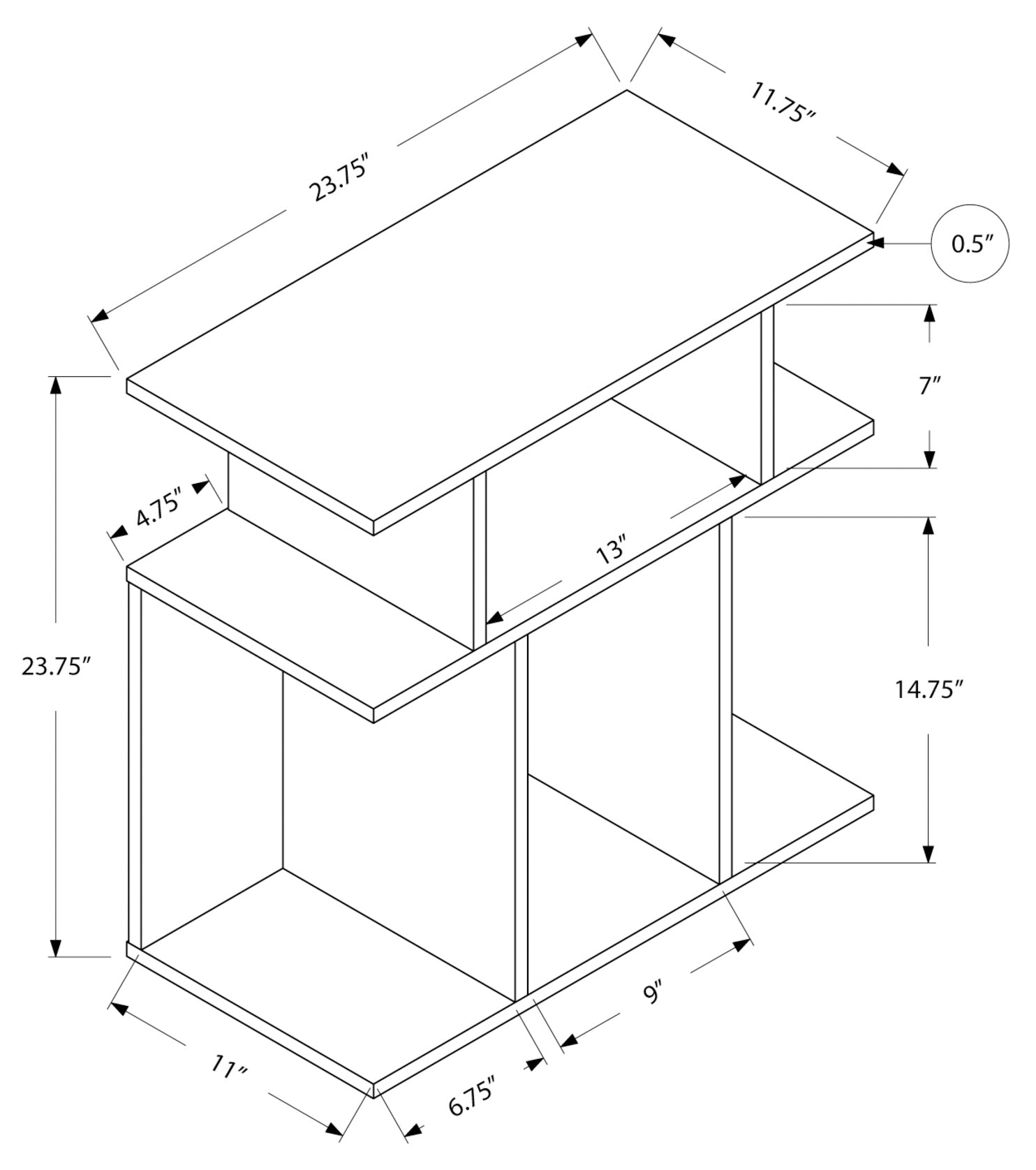 TABLE D'APPOINT - 24"H / NOIR #I 2473