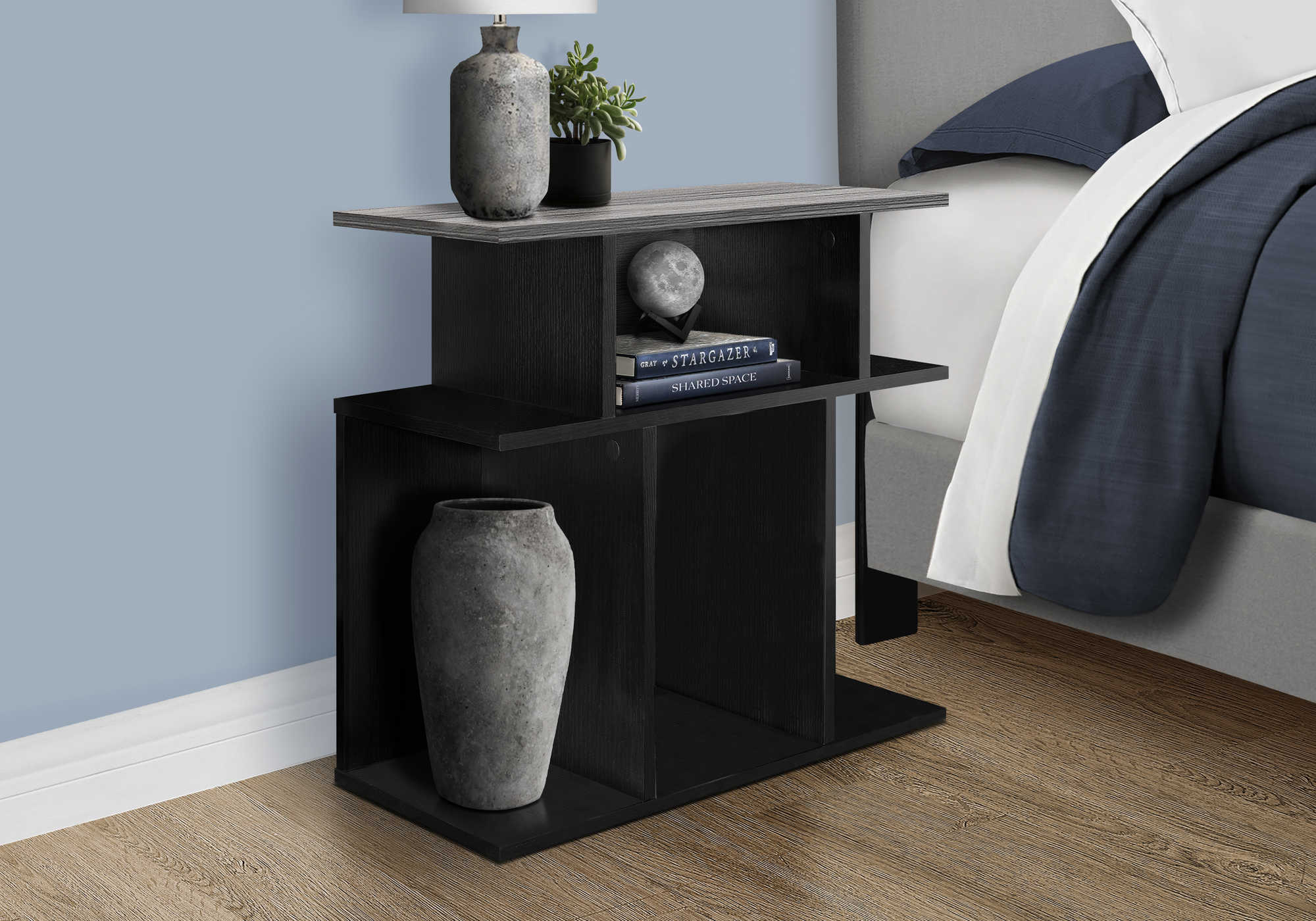 NIGHTSTAND - 24"H / BLACK / GREY TOP #I 2477