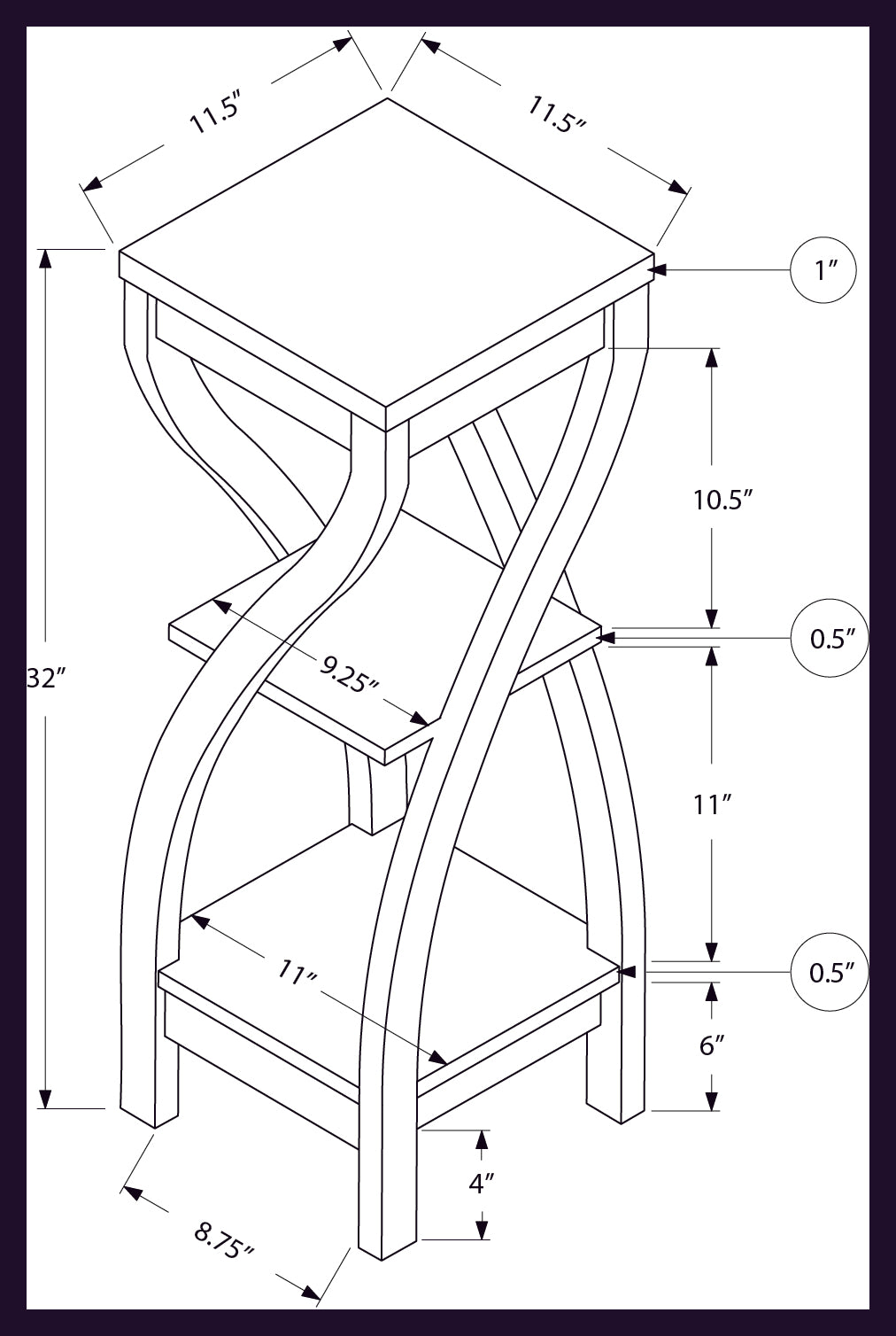 TABLE D'APPOINT - 32"H / ESPRESSO #I 2478