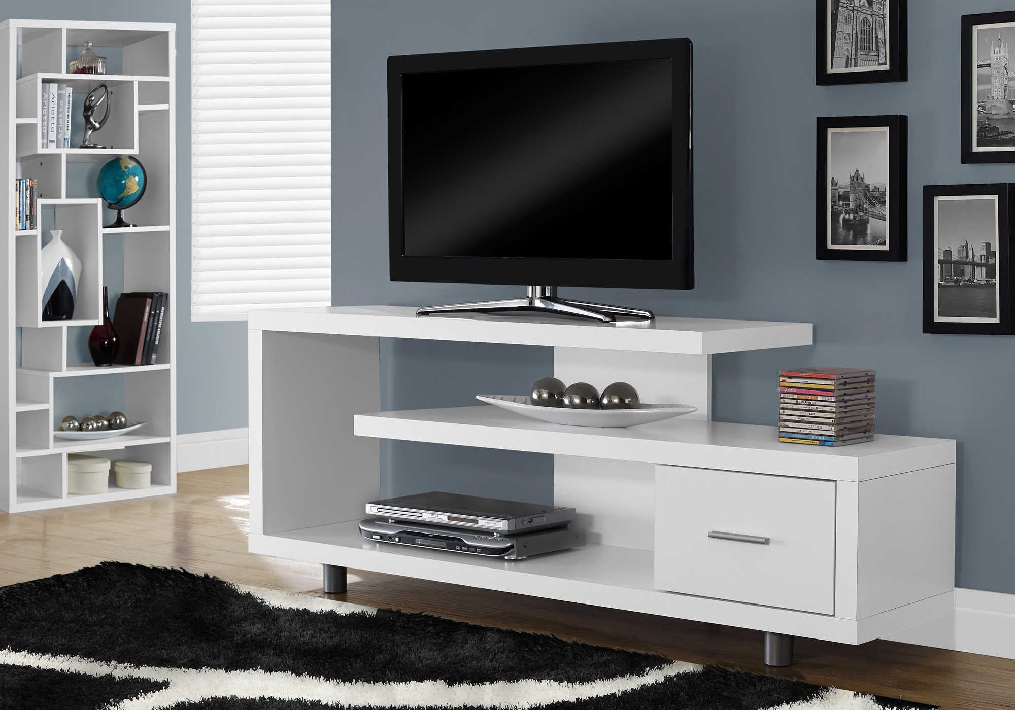 TV STAND - 60"L / WHITE WITH 1 DRAWER # I 2573