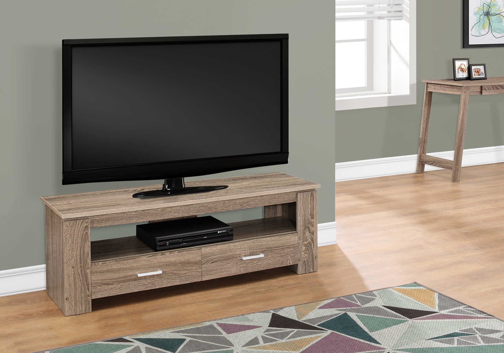 TV STAND - 48"L / DARK TAUPE WITH 2 STORAGE DRAWERS # I 2602