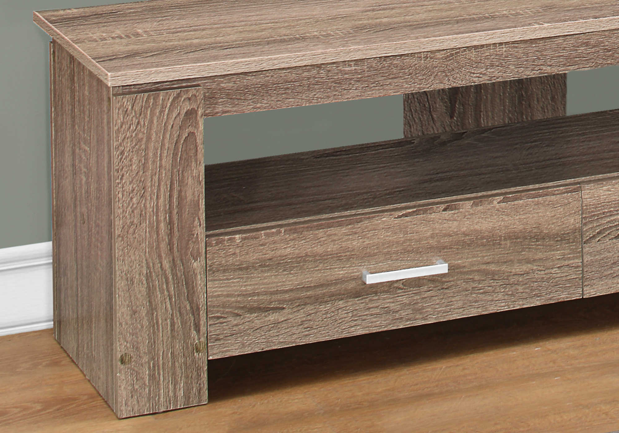 TV STAND - 48"L / DARK TAUPE WITH 2 STORAGE DRAWERS # I 2602