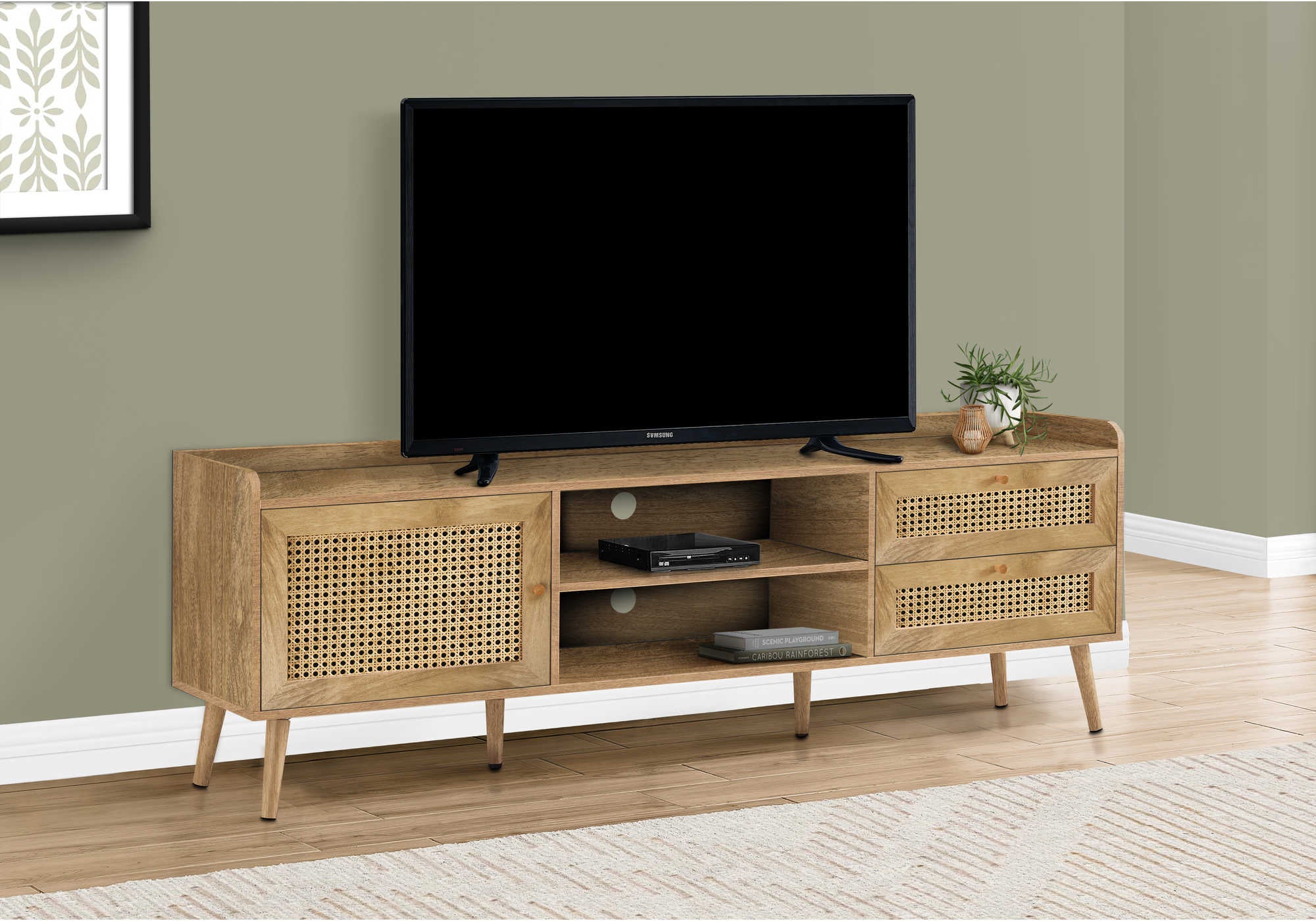 TV STAND - 72"L / WALNUT WITH STORAGE # I 2723