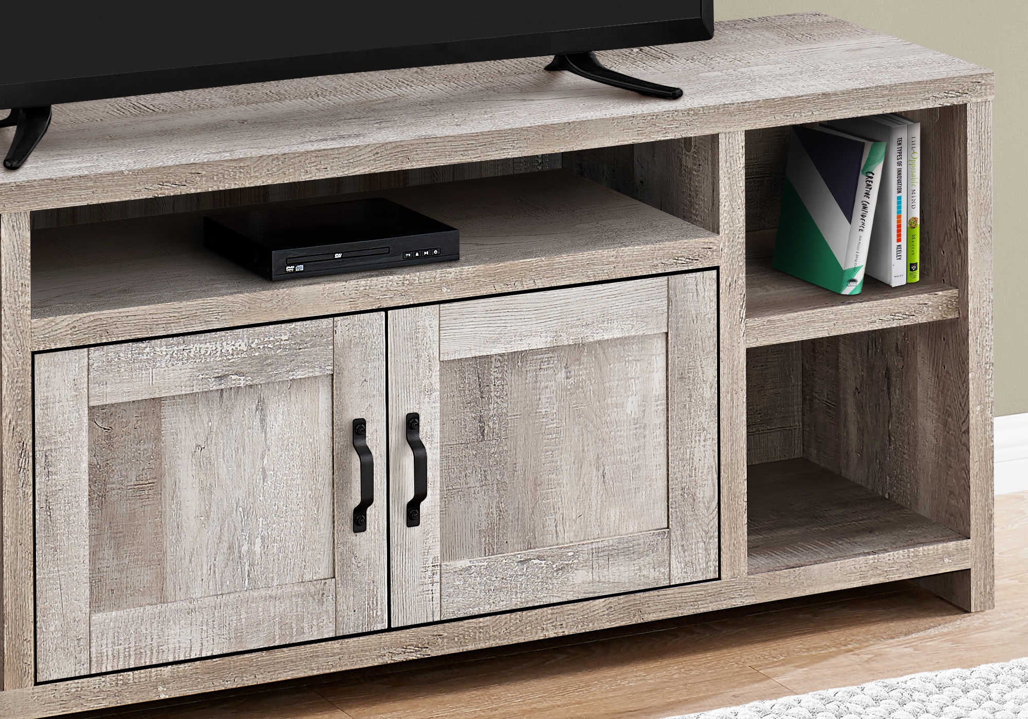 TV STAND - 60"L / TAUPE RECLAIMED WOOD-LOOK # I 2742