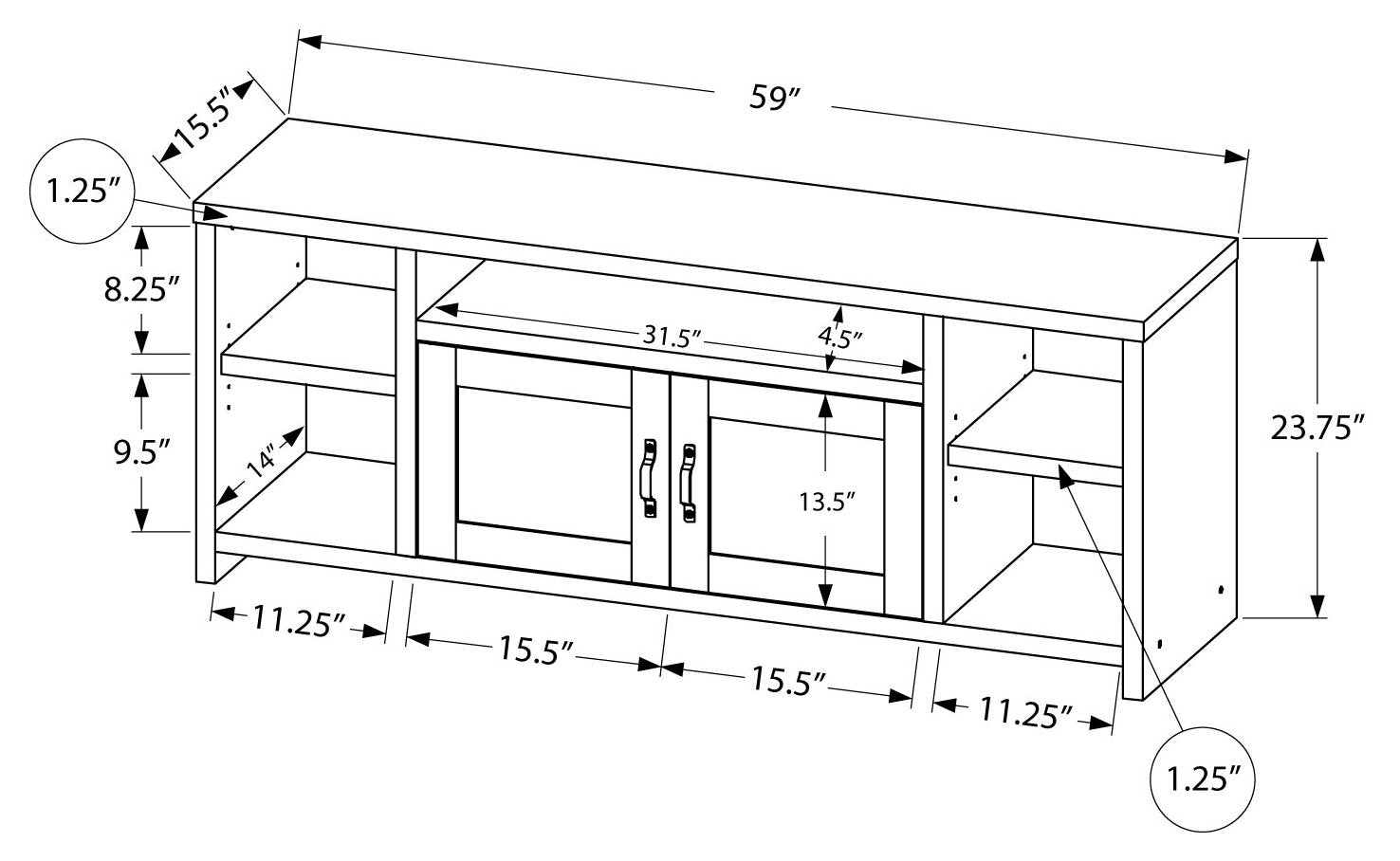 TV STAND - 60"L / TAUPE RECLAIMED WOOD-LOOK # I 2742