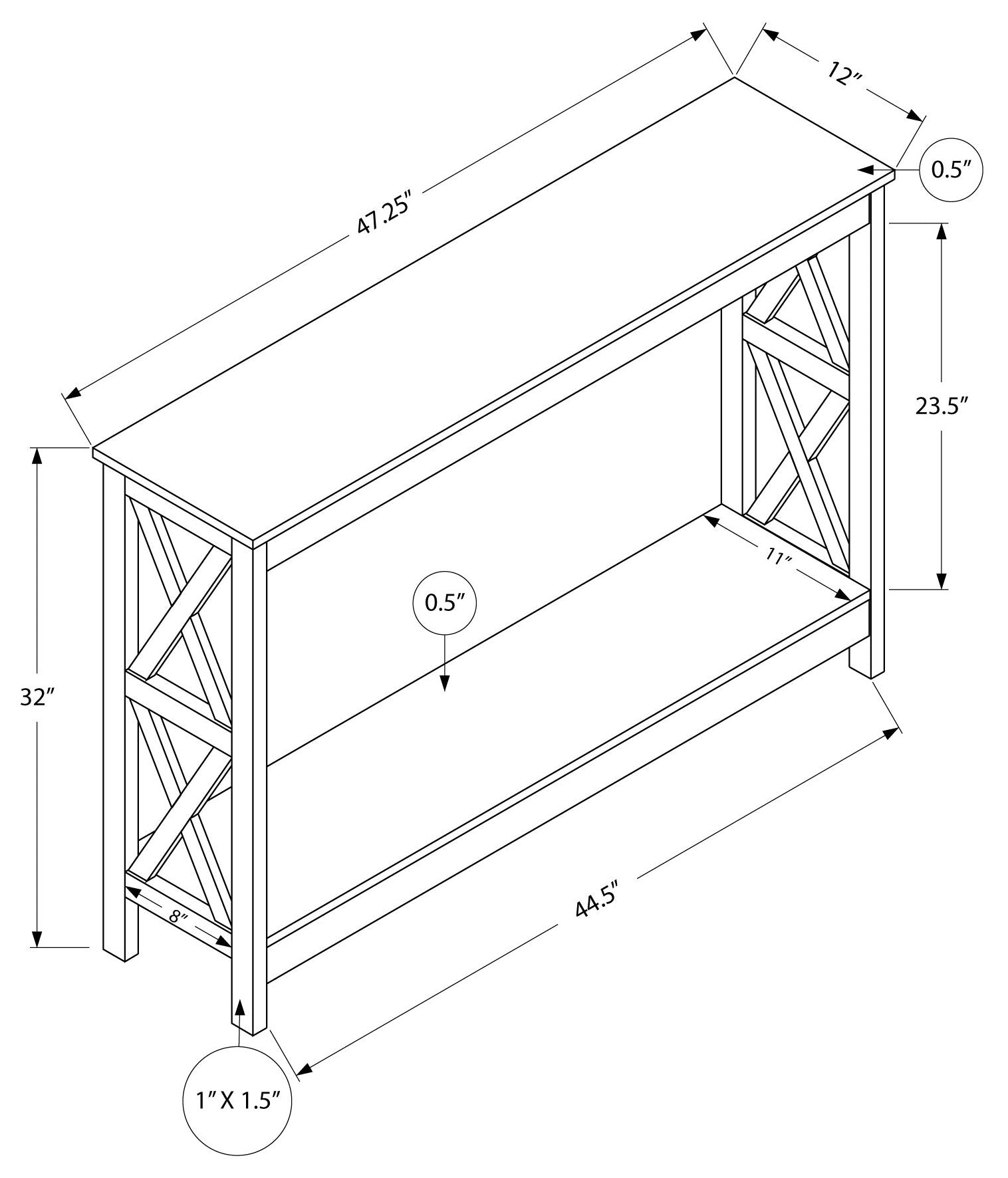 ACCENT TABLE - 48"L / ESPRESSO HALL CONSOLE #I 2790