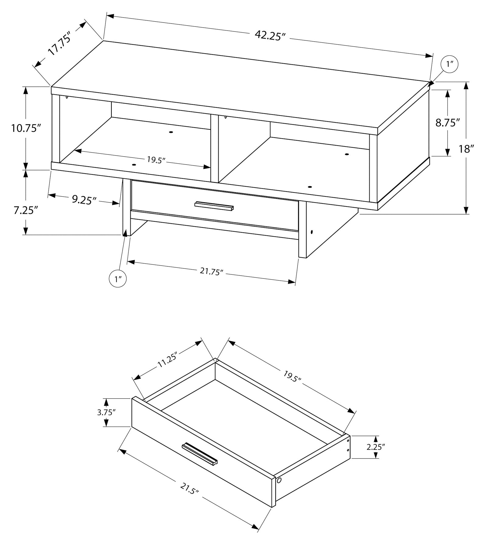 COFFEE TABLE - BLACK / GREY RECLAIMED WOOD-LOOK # I 2810