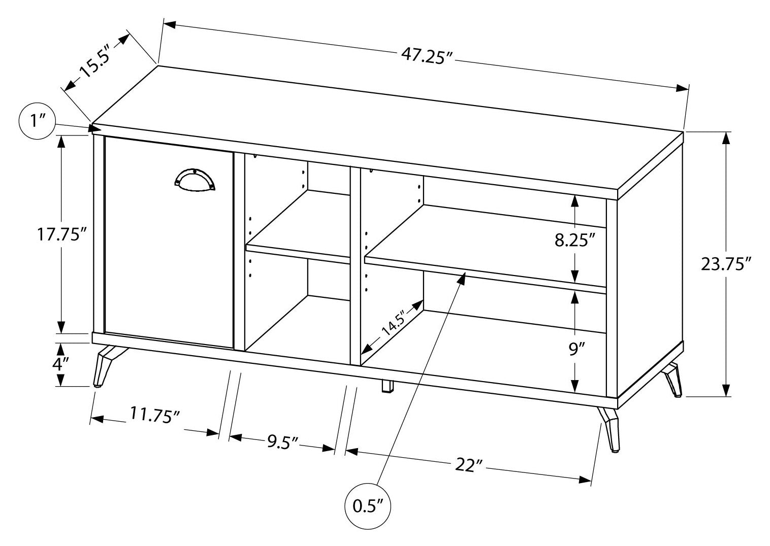 TV STAND - 48"L / WHITE / GREY CEMENT-LOOK TOP # I 2840