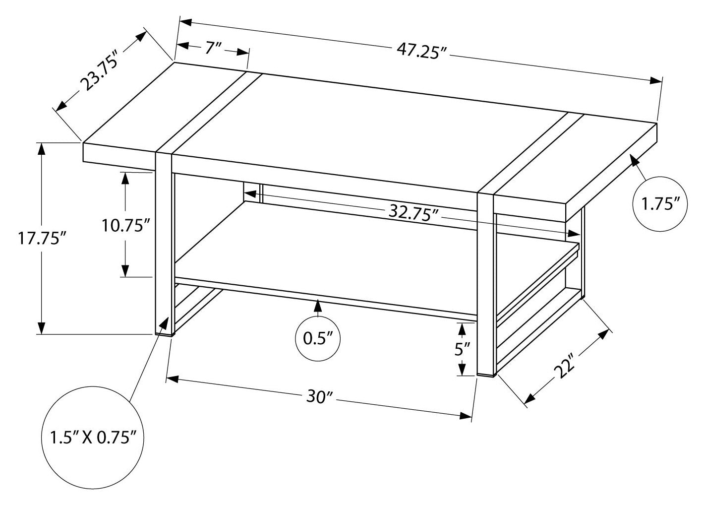 TABLE BASSE - ASPECT BOIS RÉCUPÉRÉ MARRON / MÉTAL NOIR # I 2850