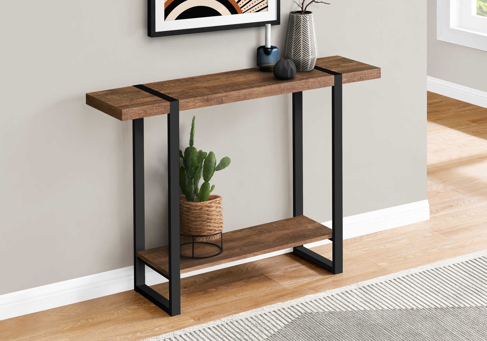 ACCENT TABLE - 48"L / BROWN RECLAIMED WOOD-LOOK / BLACK #I 2851