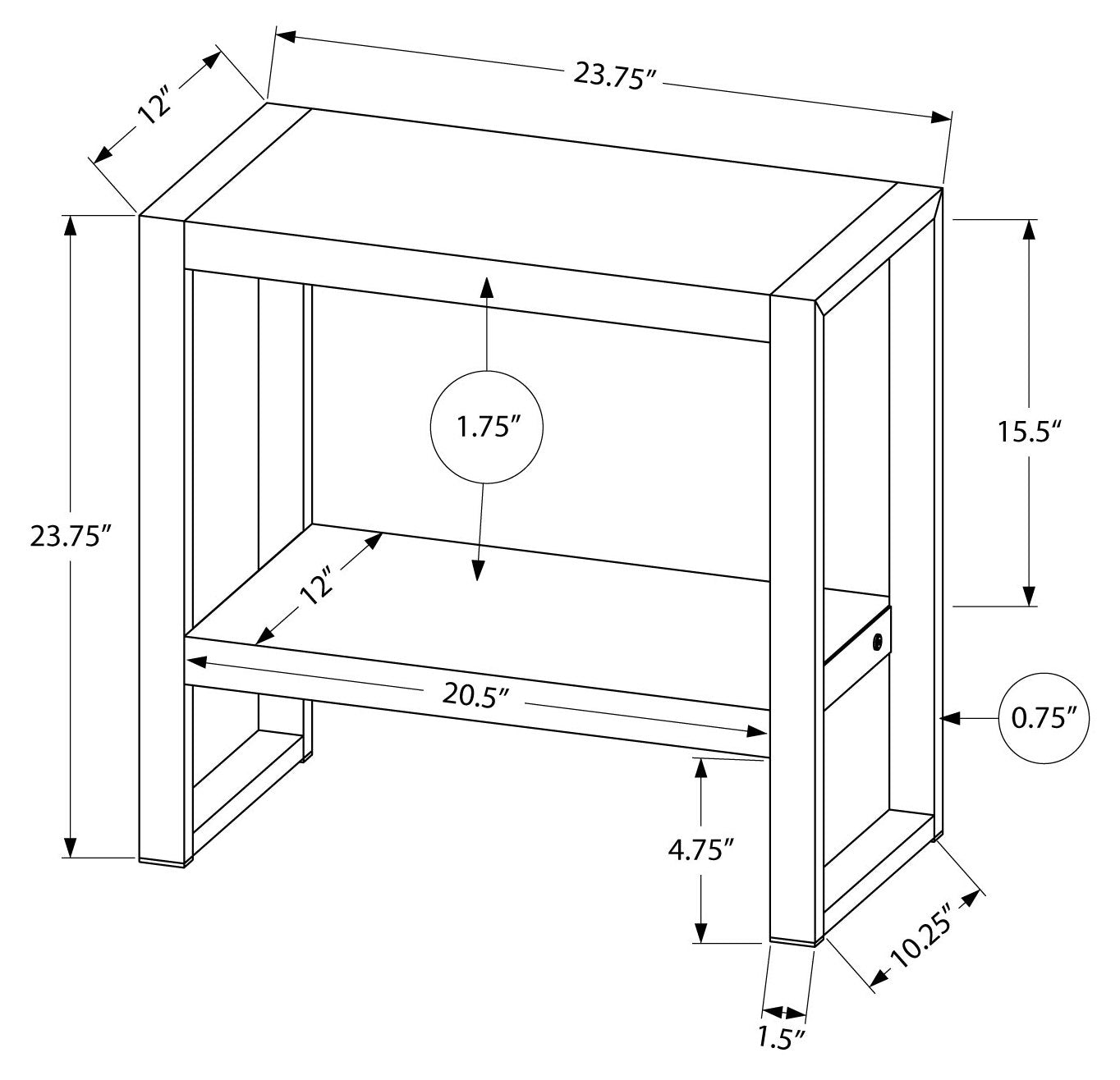 NIGHTSTAND - BROWN RECLAIMED WOOD-LOOK / BLACK METAL #I 2852