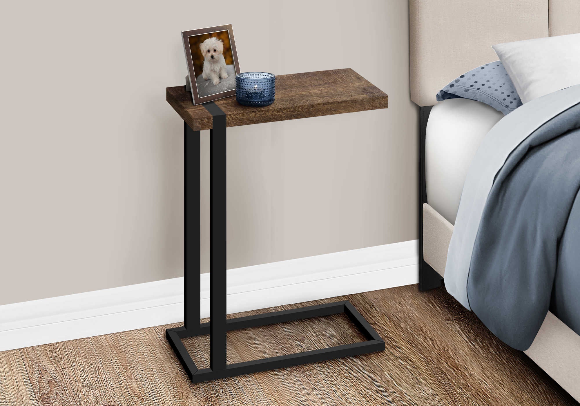 NIGHTSTAND - BROWN RECLAIMED WOOD-LOOK / BLACK METAL #I 2853