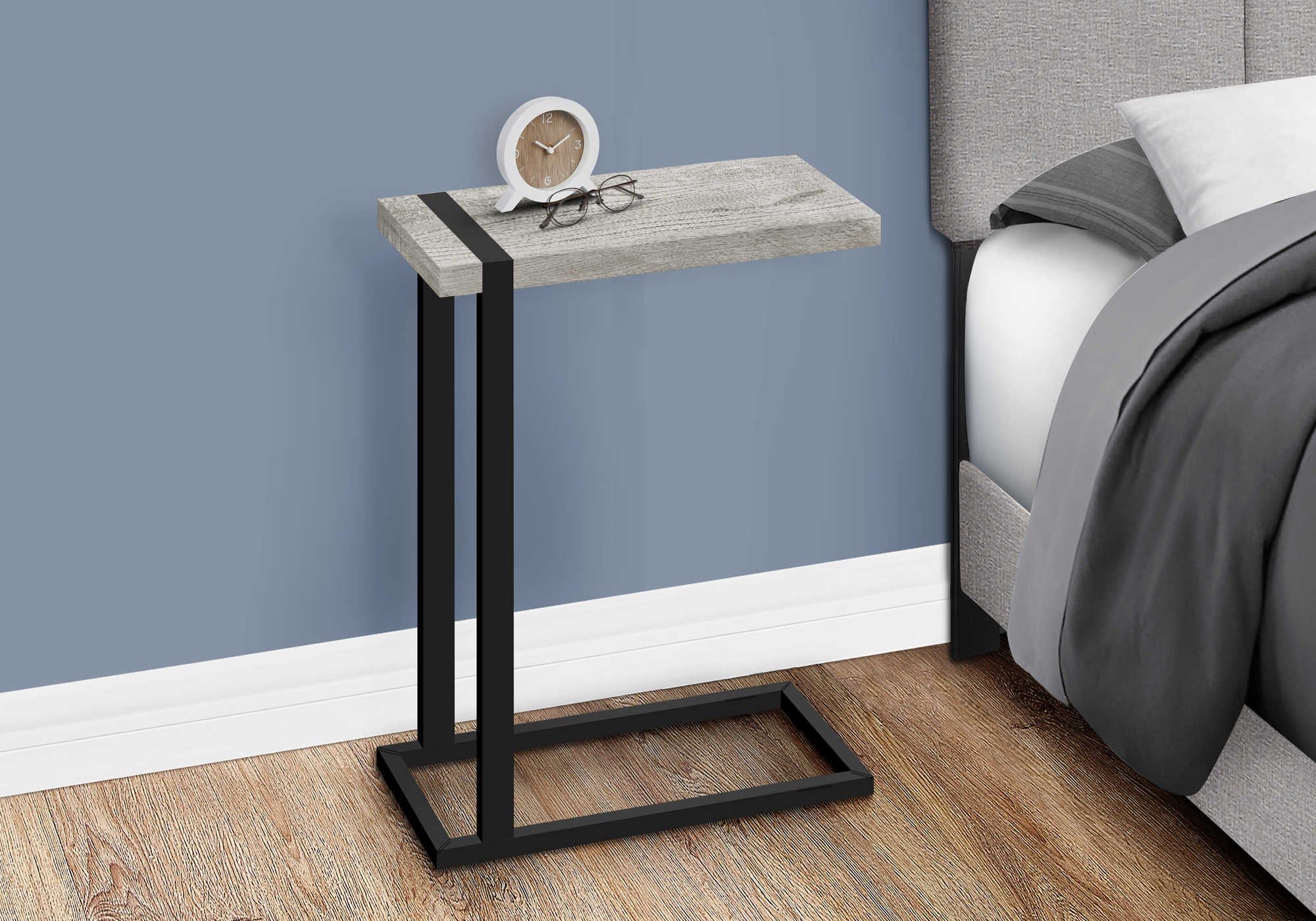 NIGHTSTAND - GREY RECLAIMED WOOD-LOOK / BLACK METAL #I 2858