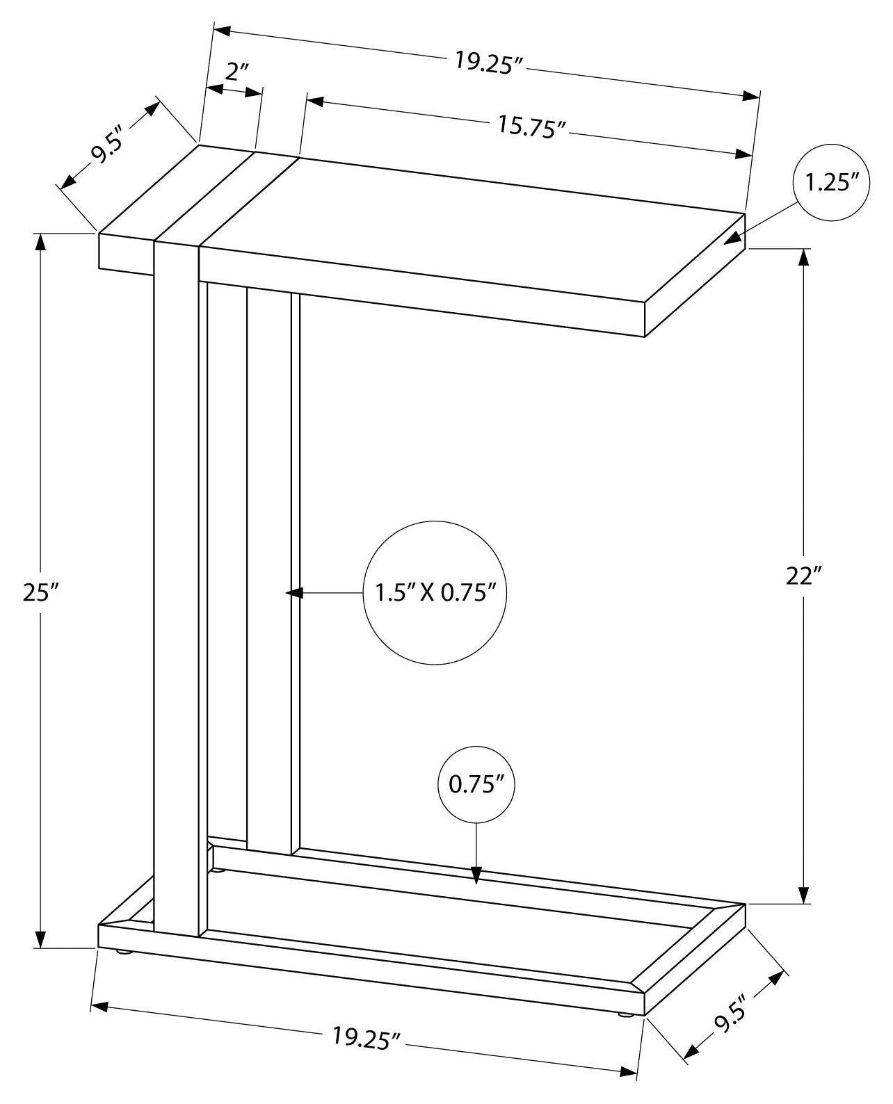 NIGHTSTAND - BLACK RECLAIMED WOOD-LOOK / BLACK METAL #I 2863