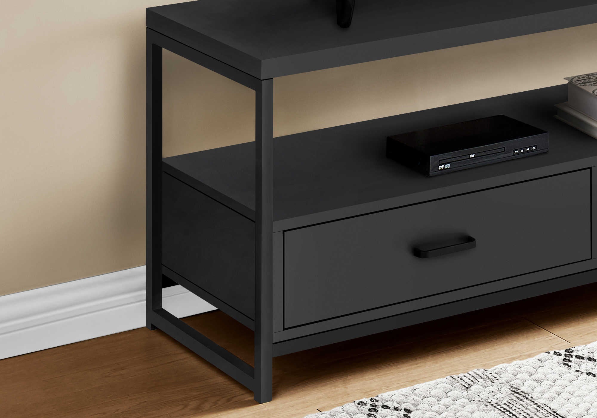 TV STAND - 48"L / BLACK / BLACK METAL # I 2870