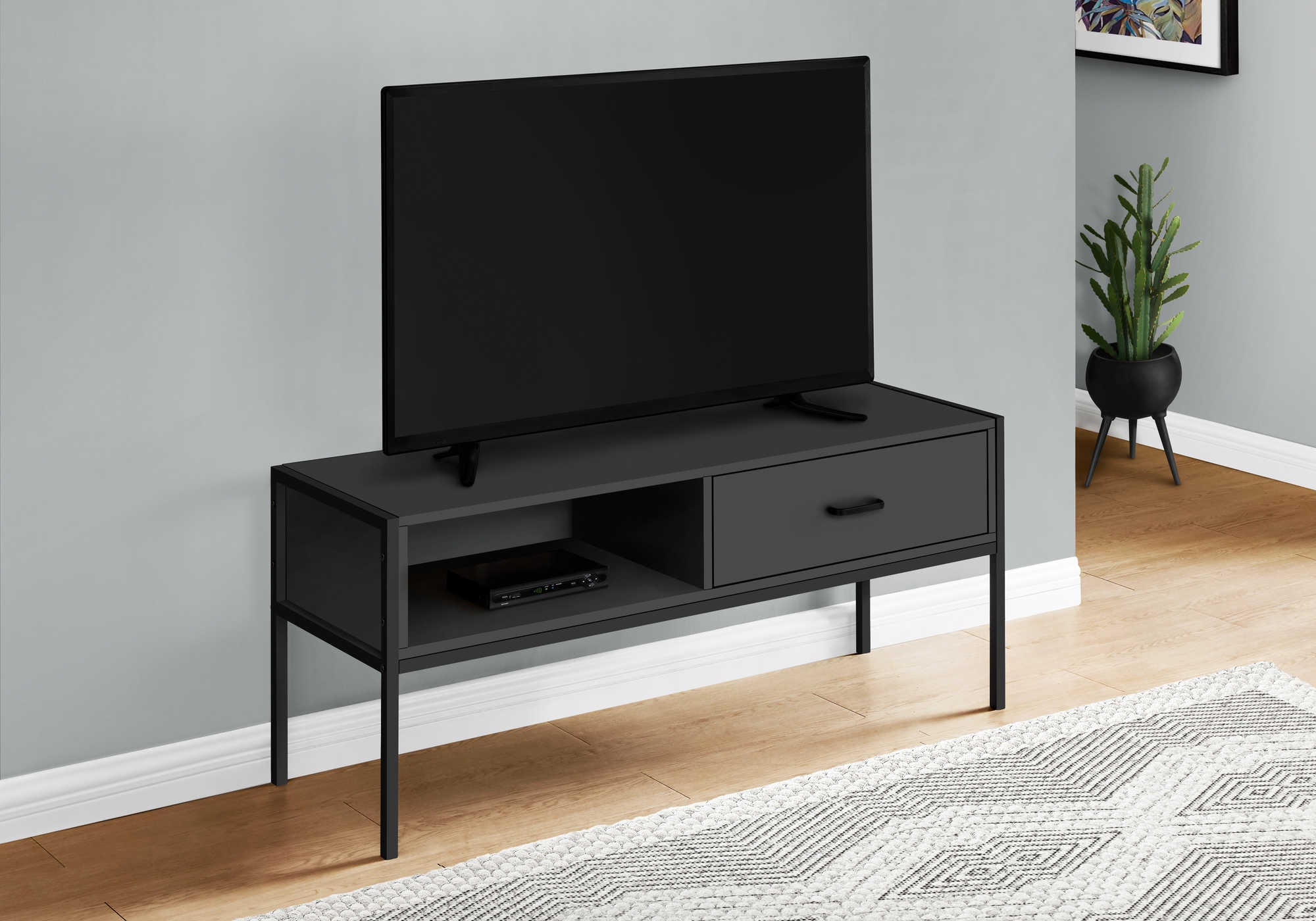 MEUBLE TV - 48"L / NOIR / MÉTAL NOIR # I 2874