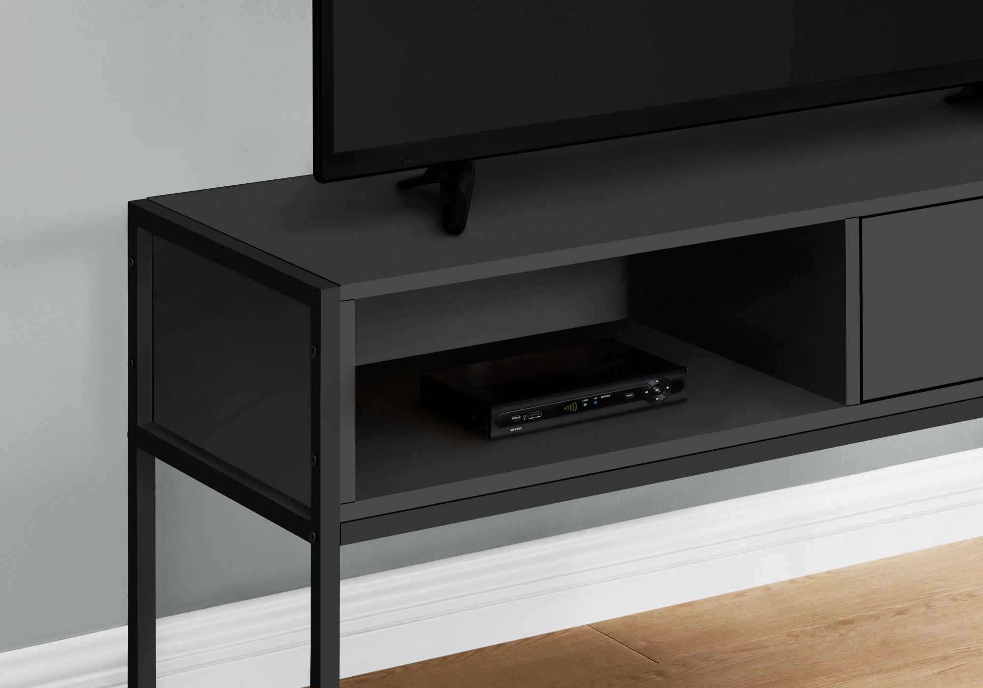 TV STAND - 48"L / BLACK / BLACK METAL # I 2874