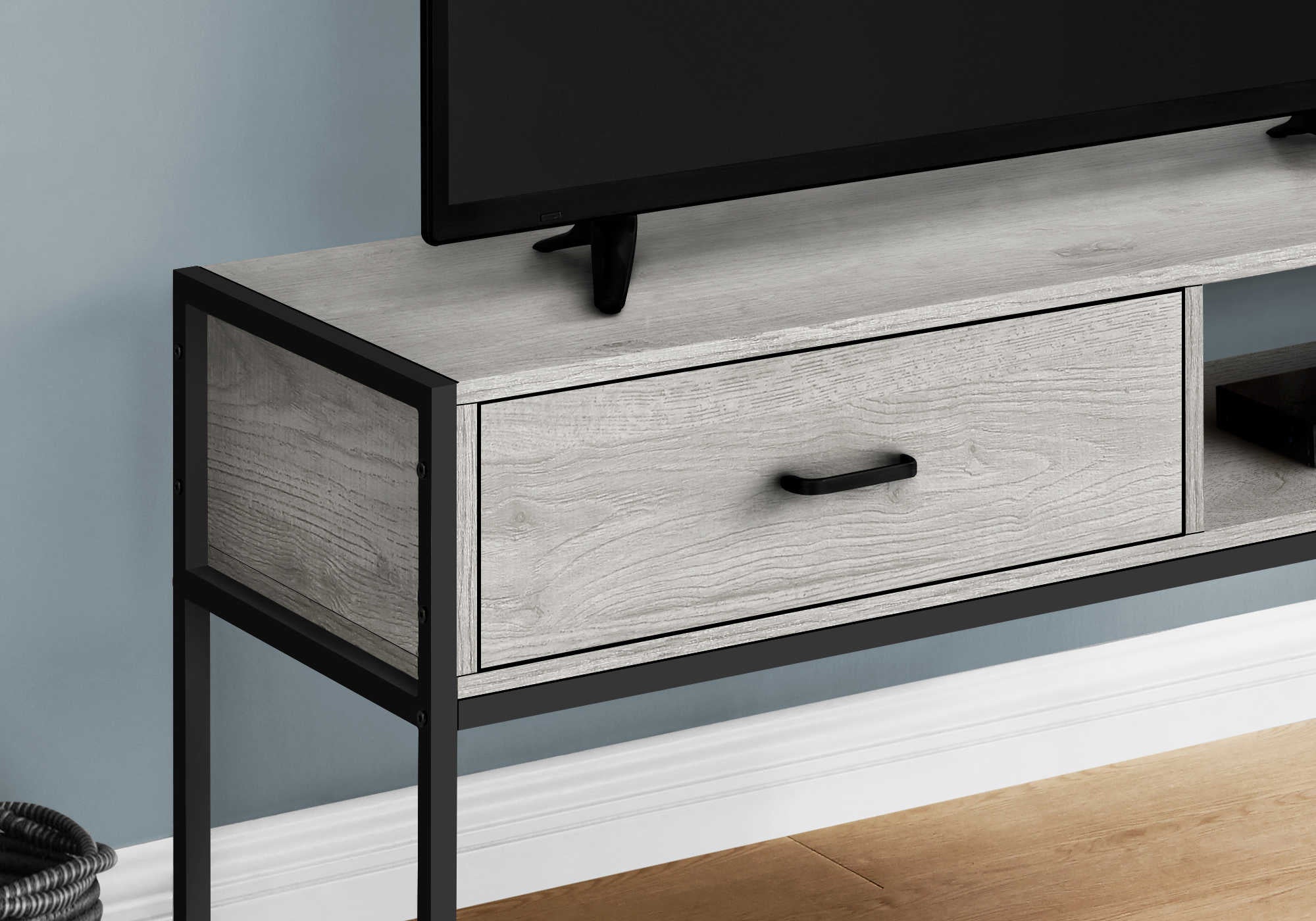 TV STAND - 48"L / GREY / BLACK METAL # I 2875