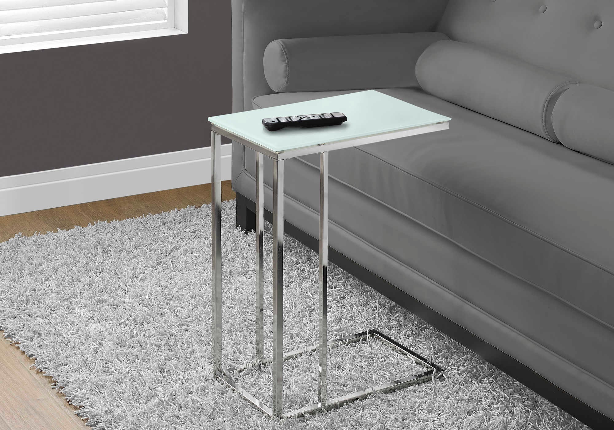 NIGHTSTAND - CHROME METAL WITH FROSTED TEMPERED GLASS #I 3000