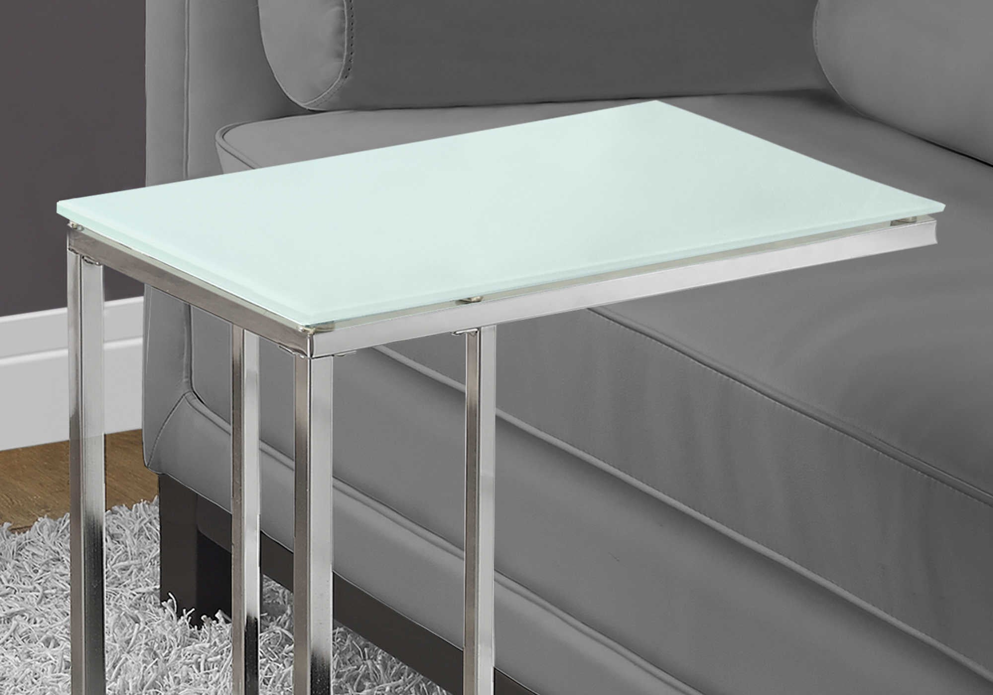 NIGHTSTAND - CHROME METAL WITH FROSTED TEMPERED GLASS #I 3000