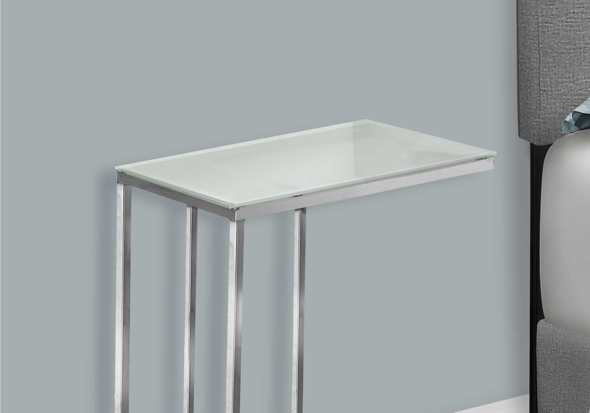 NIGHTSTAND - CHROME METAL WITH FROSTED TEMPERED GLASS #I 3000