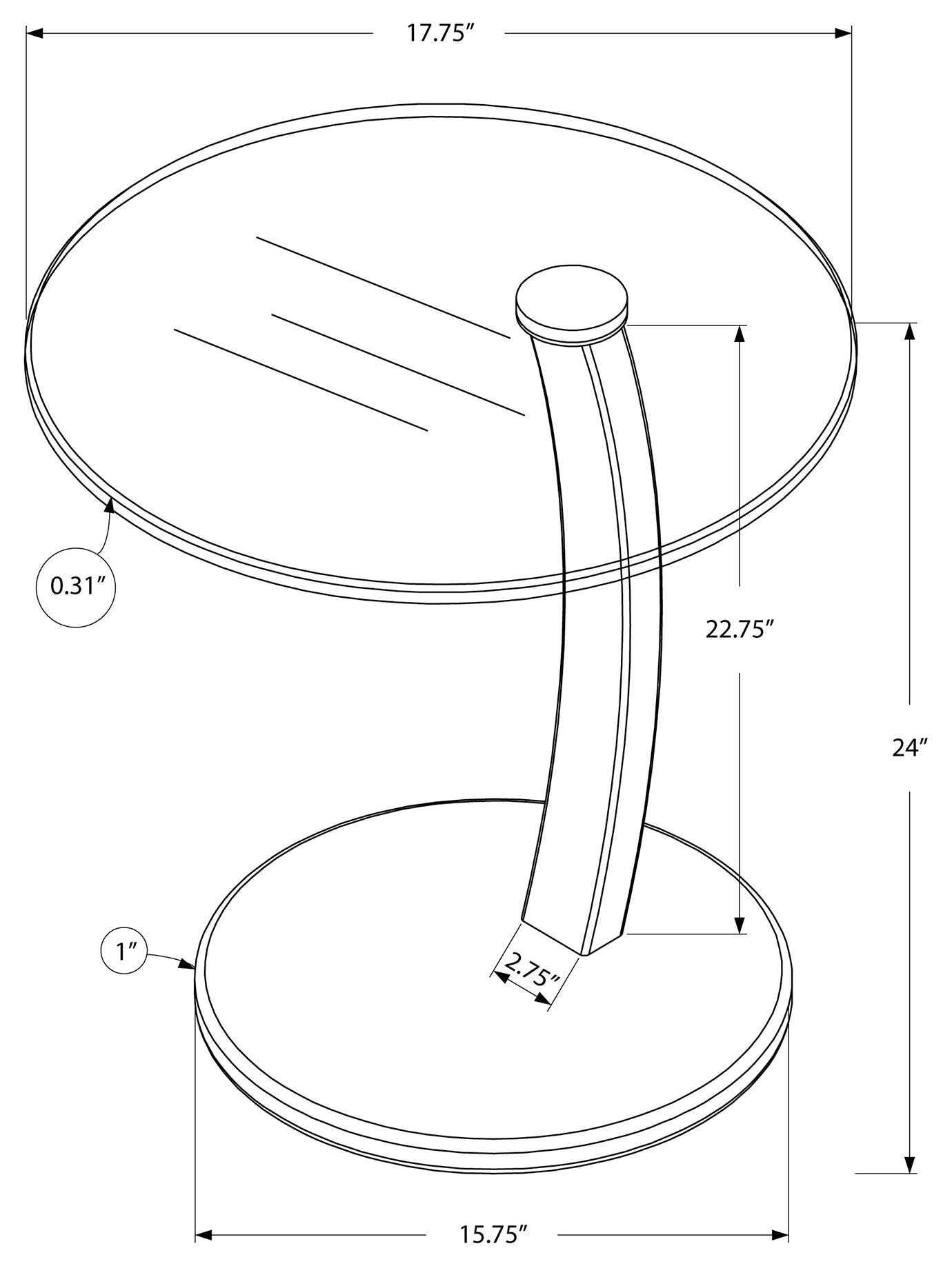 NIGHTSTAND - ESPRESSO BENTWOOD WITH TEMPERED GLASS #I 3001