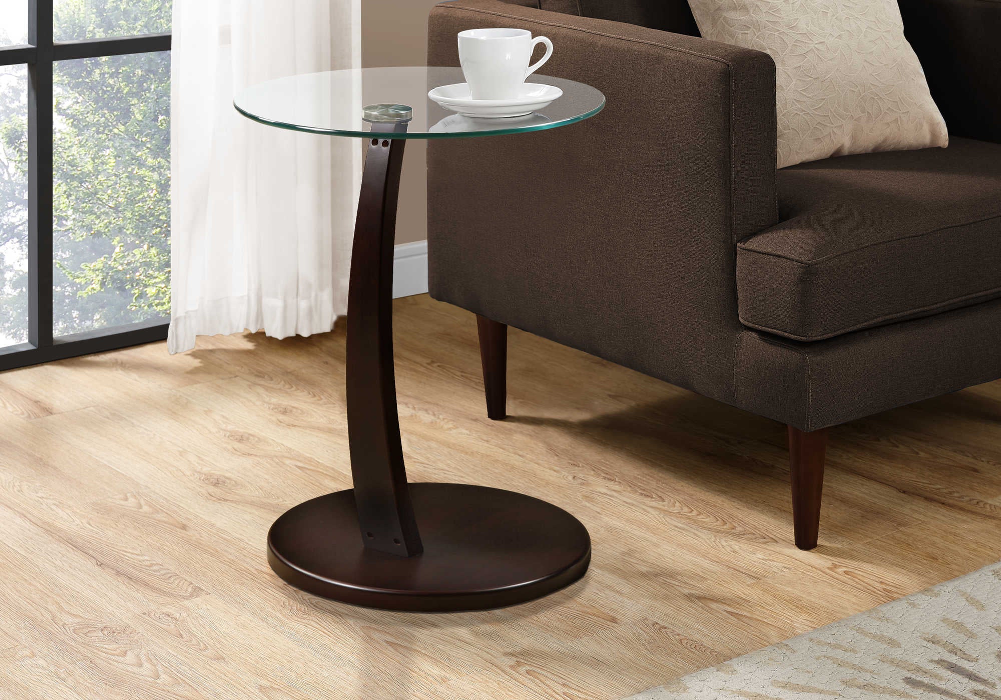 NIGHTSTAND - ESPRESSO BENTWOOD WITH TEMPERED GLASS #I 3001