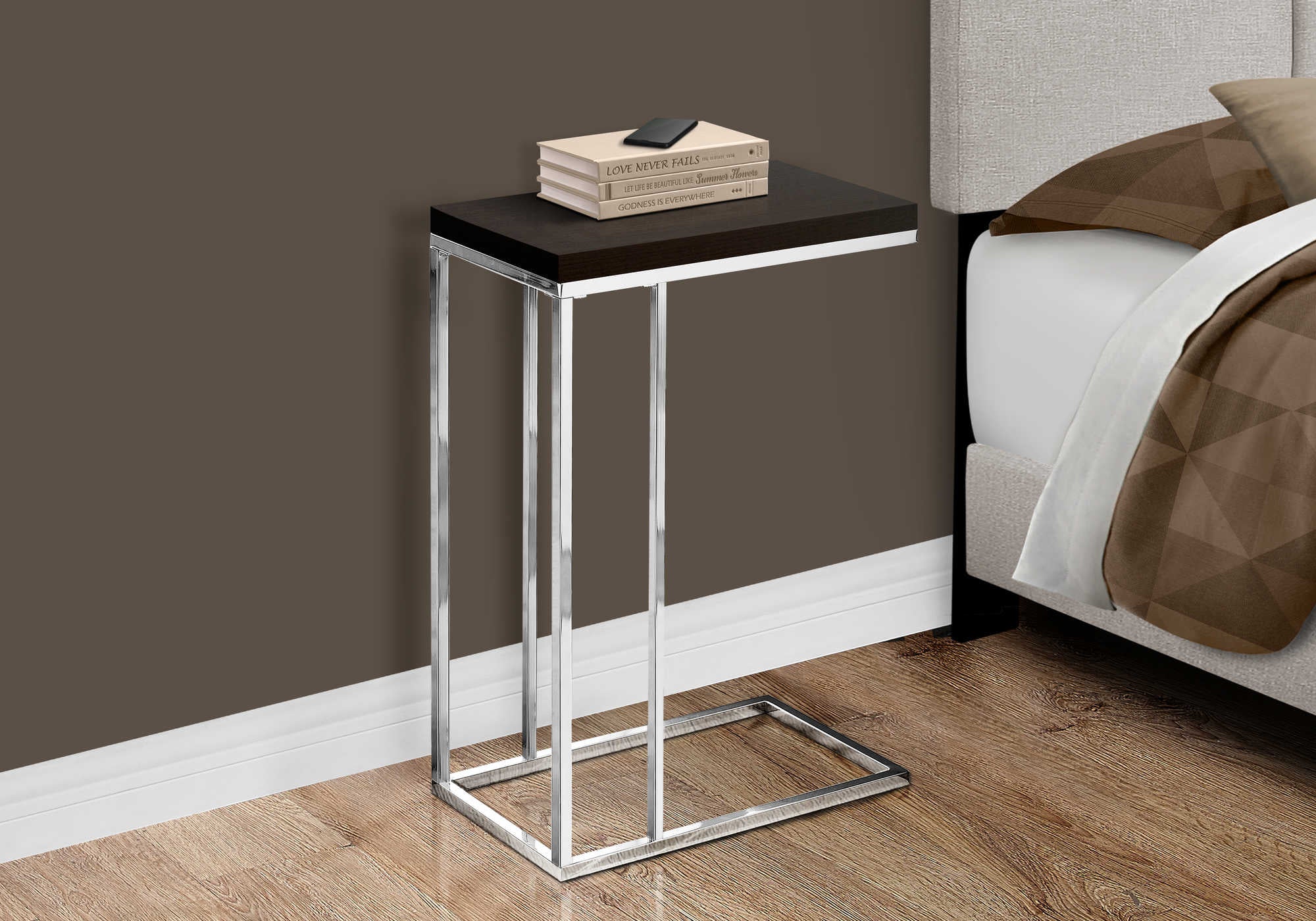 NIGHTSTAND - ESPRESSO WITH CHROME METAL #I 3007