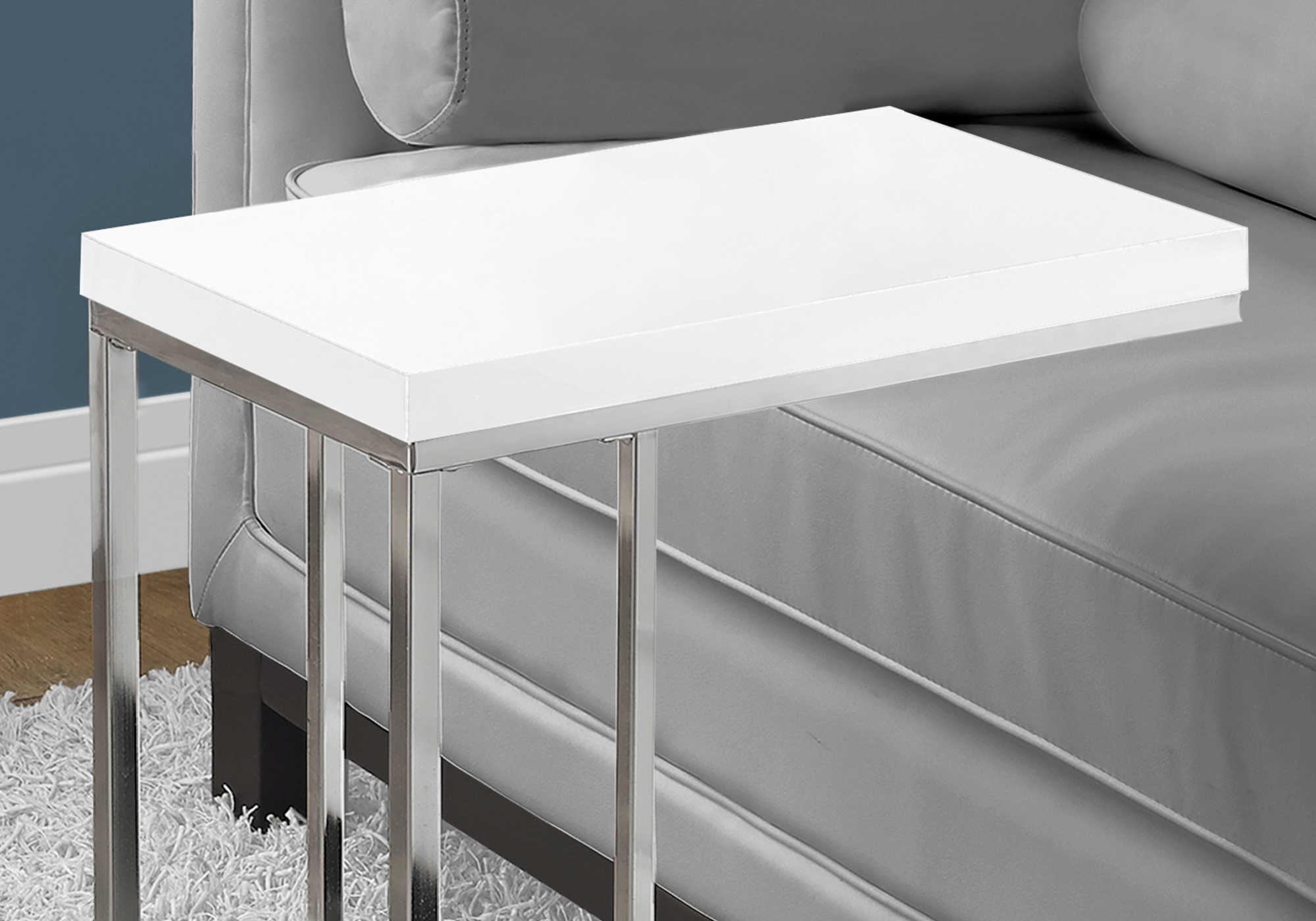 NIGHTSTAND - GLOSSY WHITE WITH CHROME METAL #I 3008