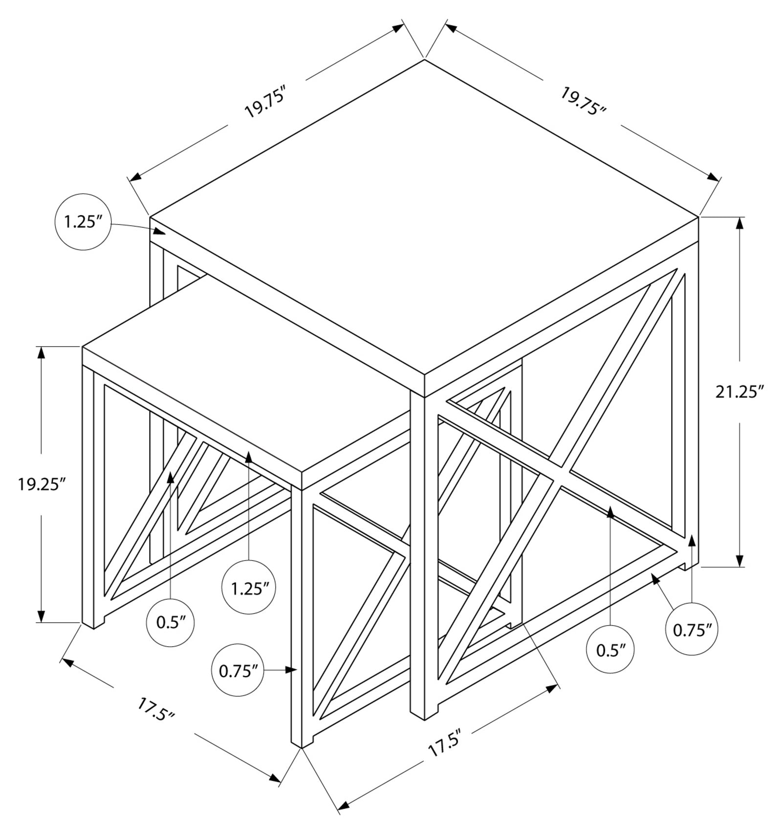 TABLE GIGOGNE - ENSEMBLE DE 2 PIÈCES / BLANC BRILLANT / MÉTAL CHROME # I 3025