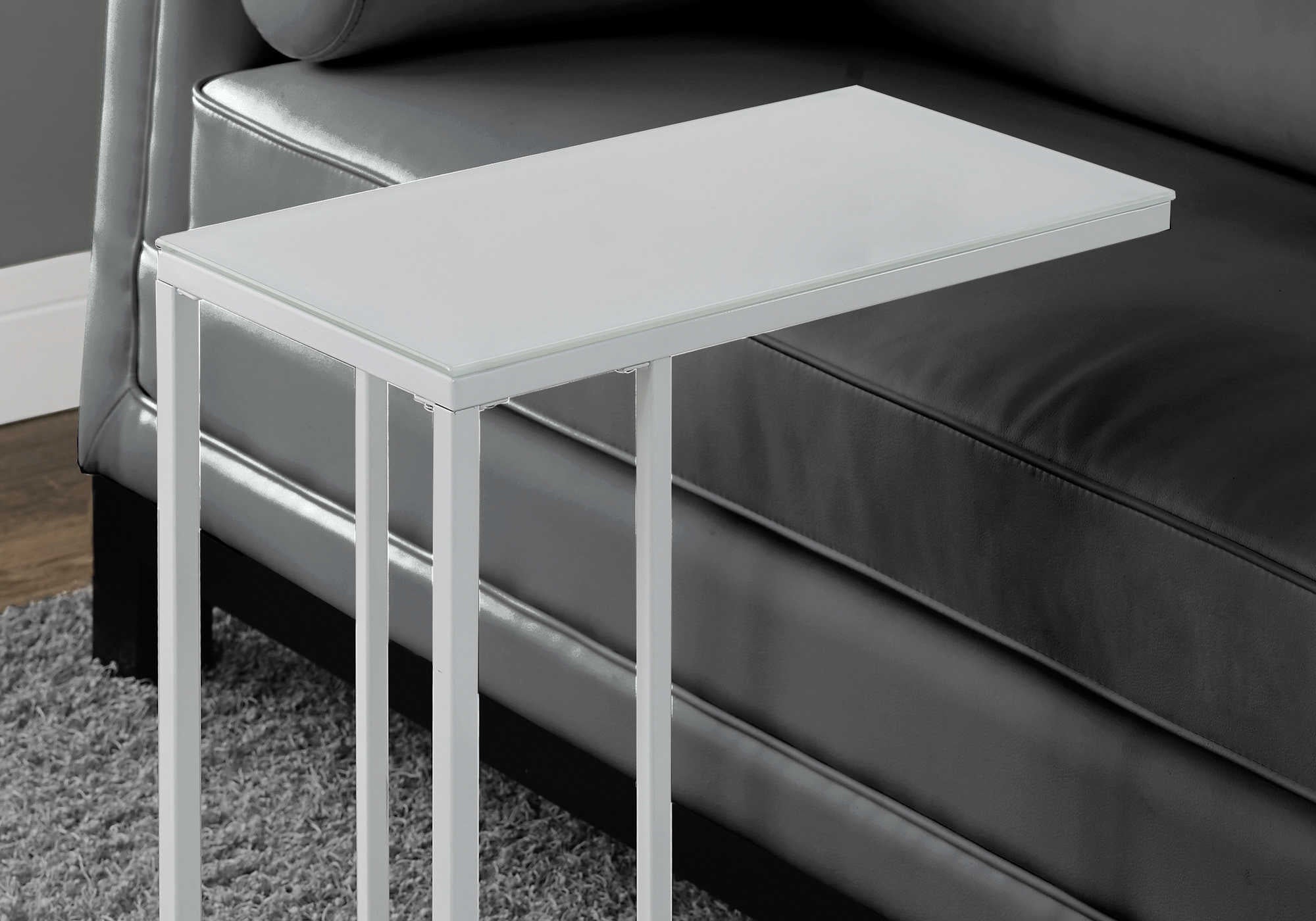 NIGHTSTAND - WHITE METAL WITH FROSTED TEMPERED GLASS #I 3037