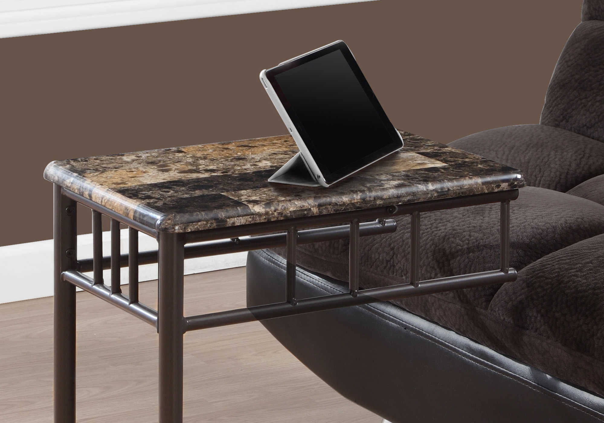 NIGHTSTAND - ESPRESSO MARBLE / BRONZE METAL #I 3043