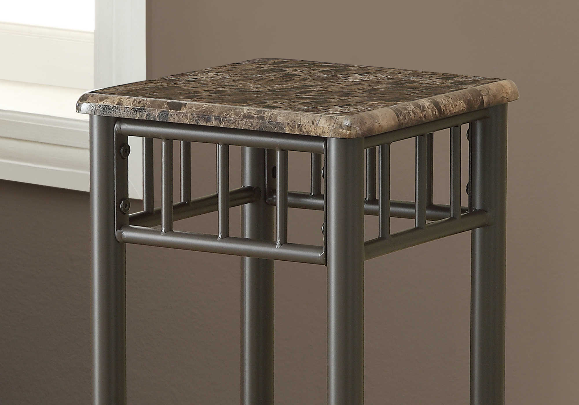 NIGHTSTAND - ESPRESSO MARBLE / BRONZE METAL #I 3044