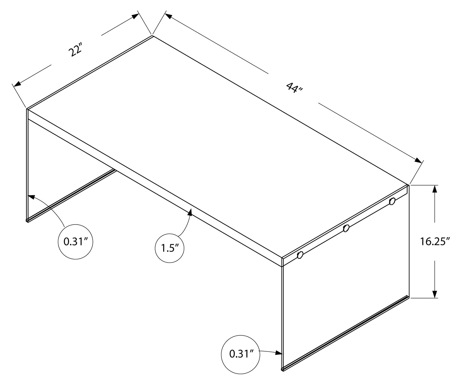 COFFEE TABLE - DARK TAUPE WITH TEMPERED GLASS # I 3054