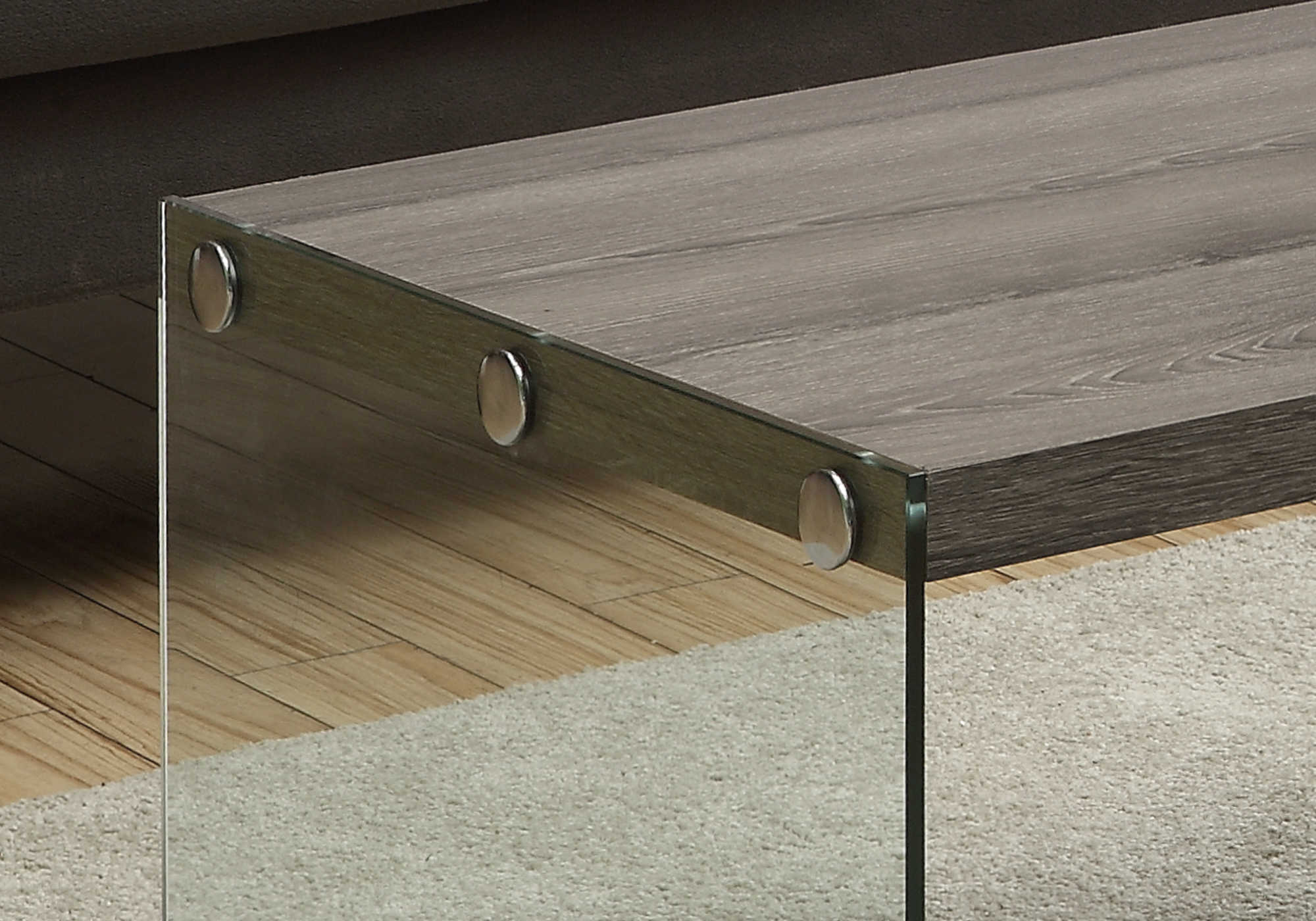 COFFEE TABLE - DARK TAUPE WITH TEMPERED GLASS # I 3054