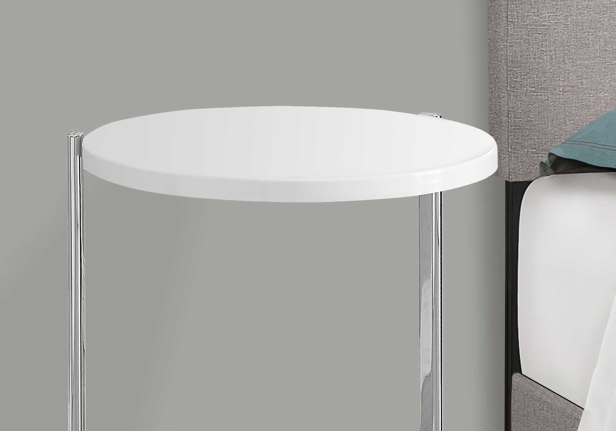 NIGHTSTAND - GLOSSY WHITE / CHROME METAL #I 3056