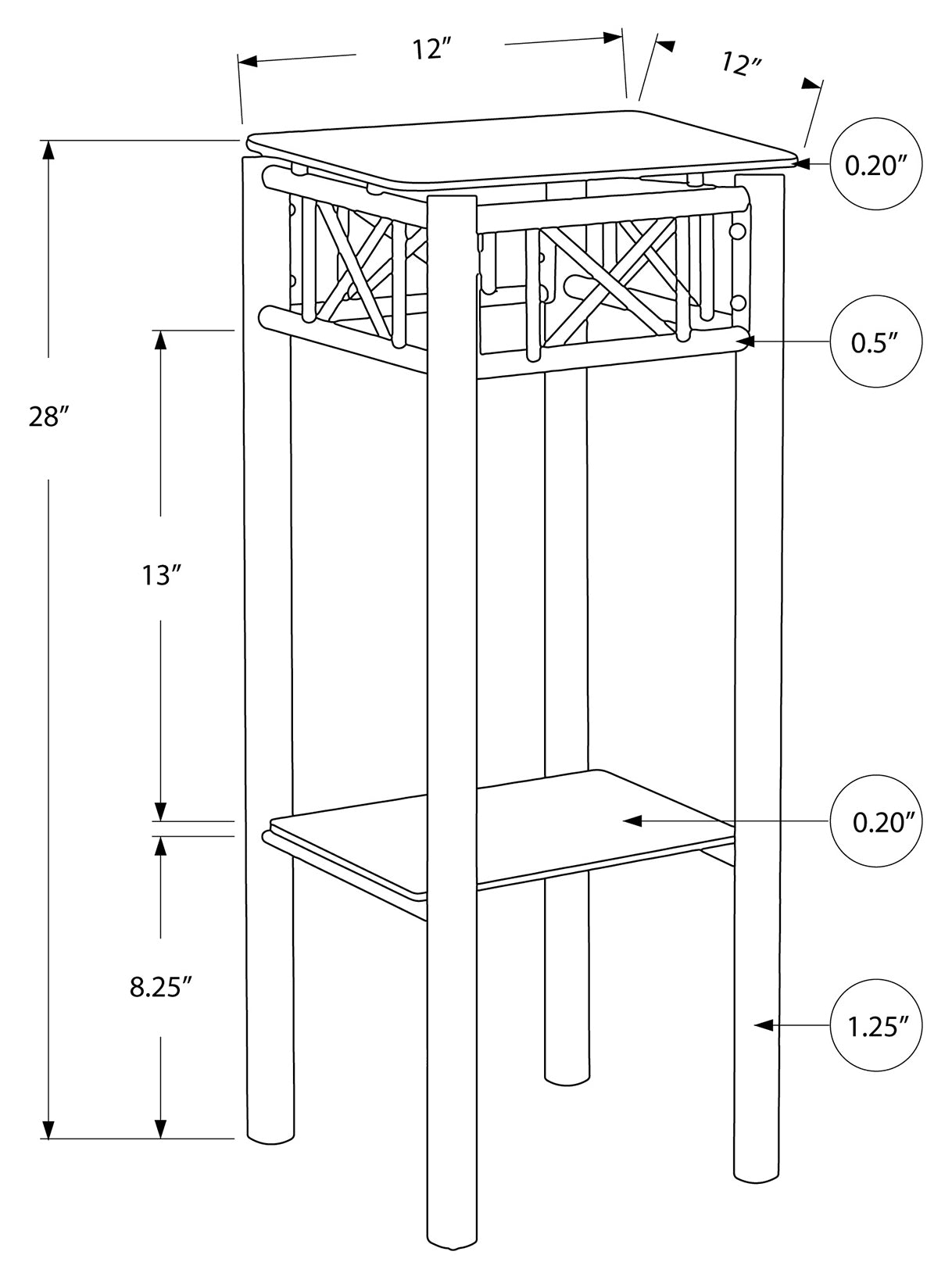 NIGHTSTAND - BLACK METAL WITH TEMPERED GLASS #I 3078