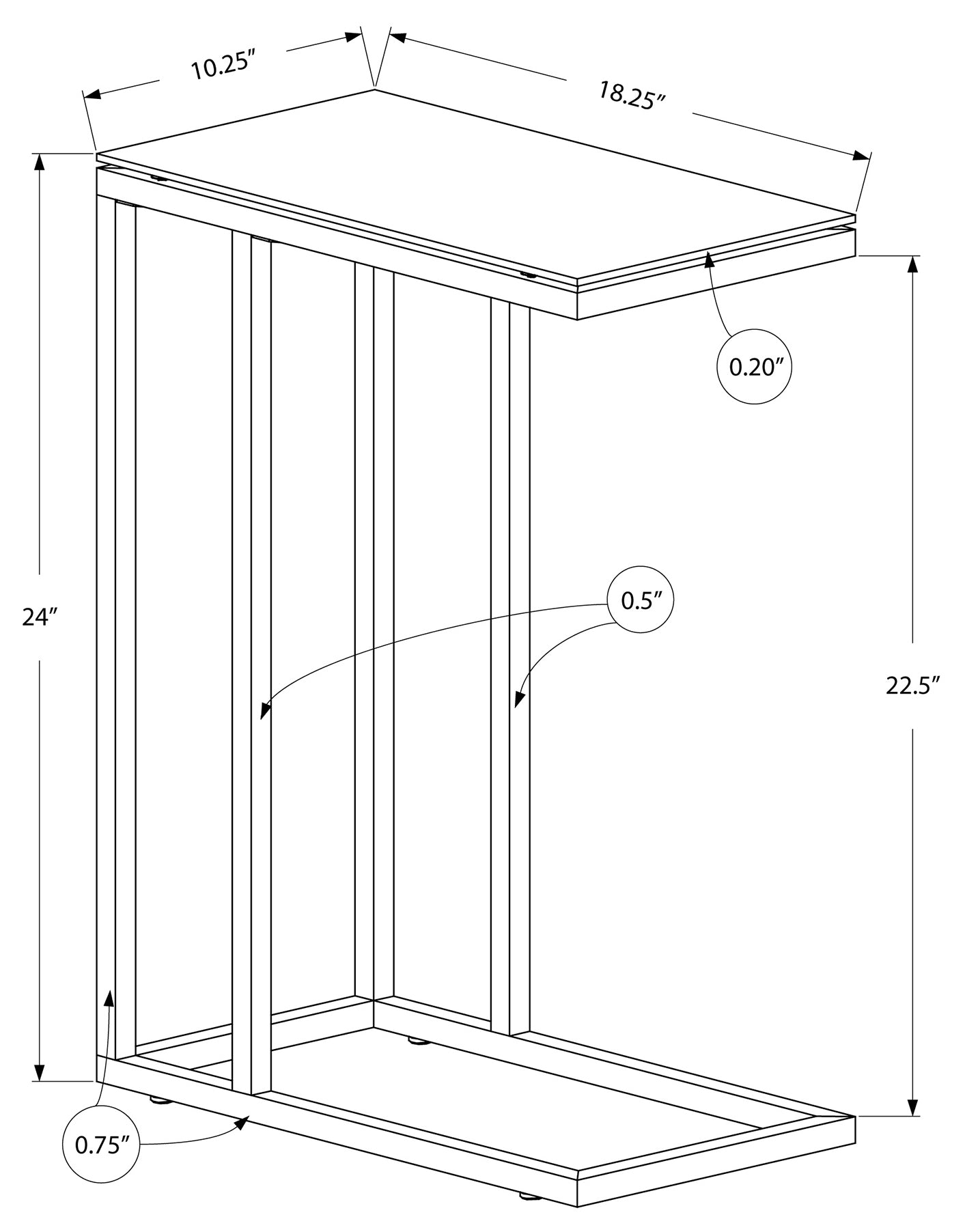 NIGHTSTAND - BLACK METAL / BLACK TEMPERED GLASS #I 3087