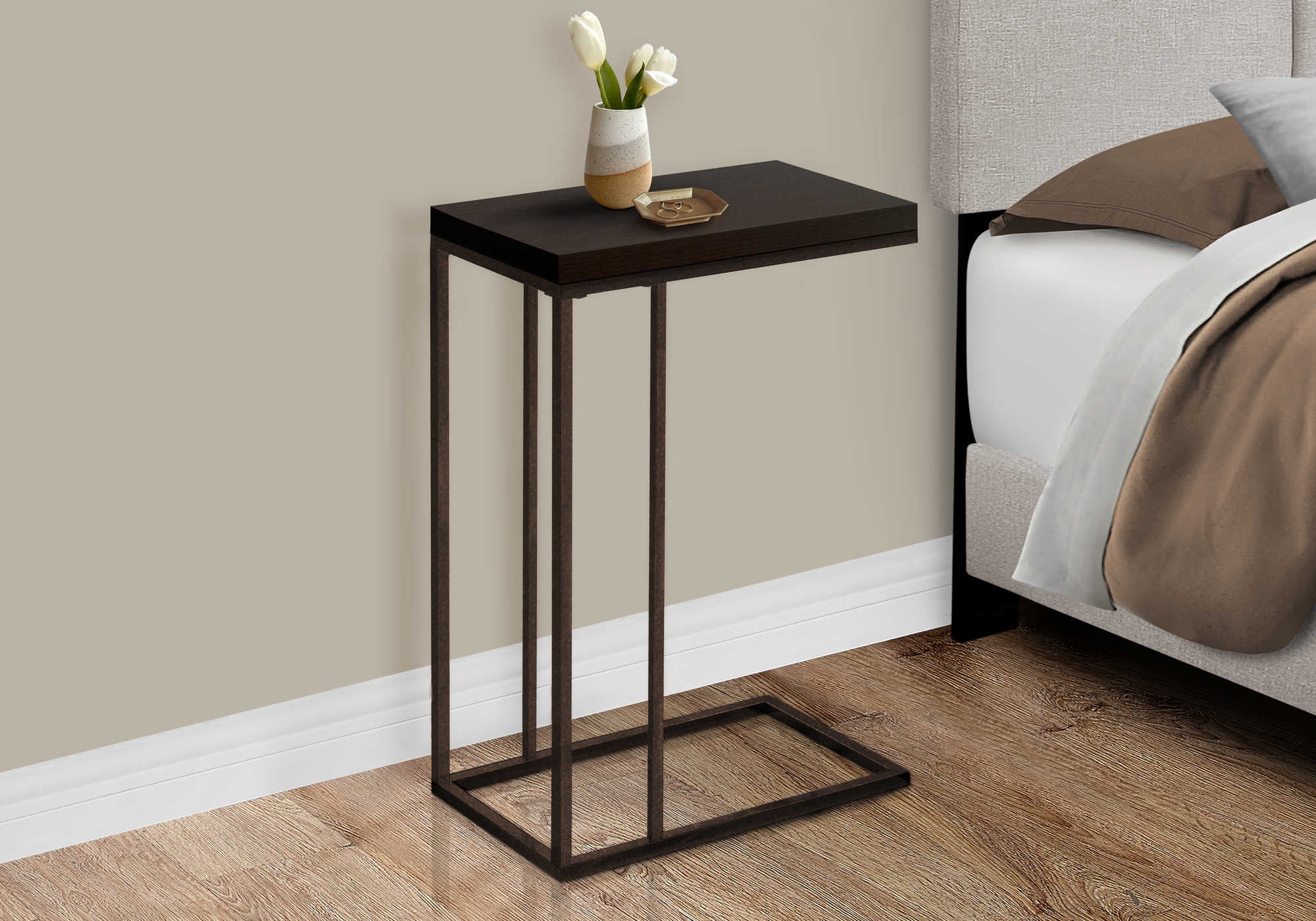 NIGHTSTAND - ESPRESSO / BRONZE METAL #I 3088