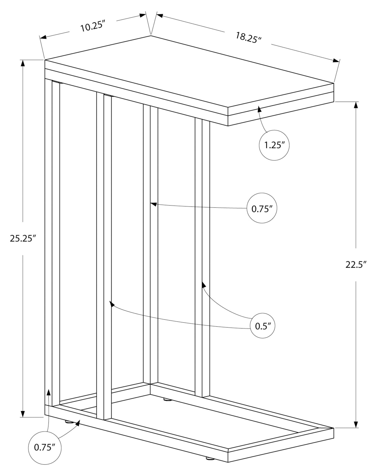 NIGHTSTAND - ESPRESSO / BRONZE METAL #I 3088